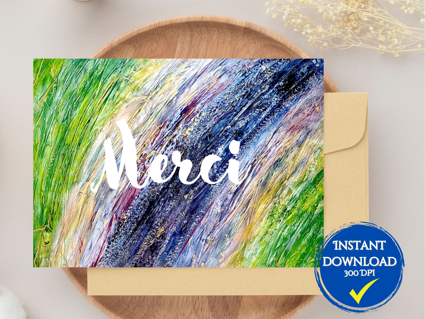 Carte de voeux numérique à personnaliser, Art Abstrait cadeau pour homme vert