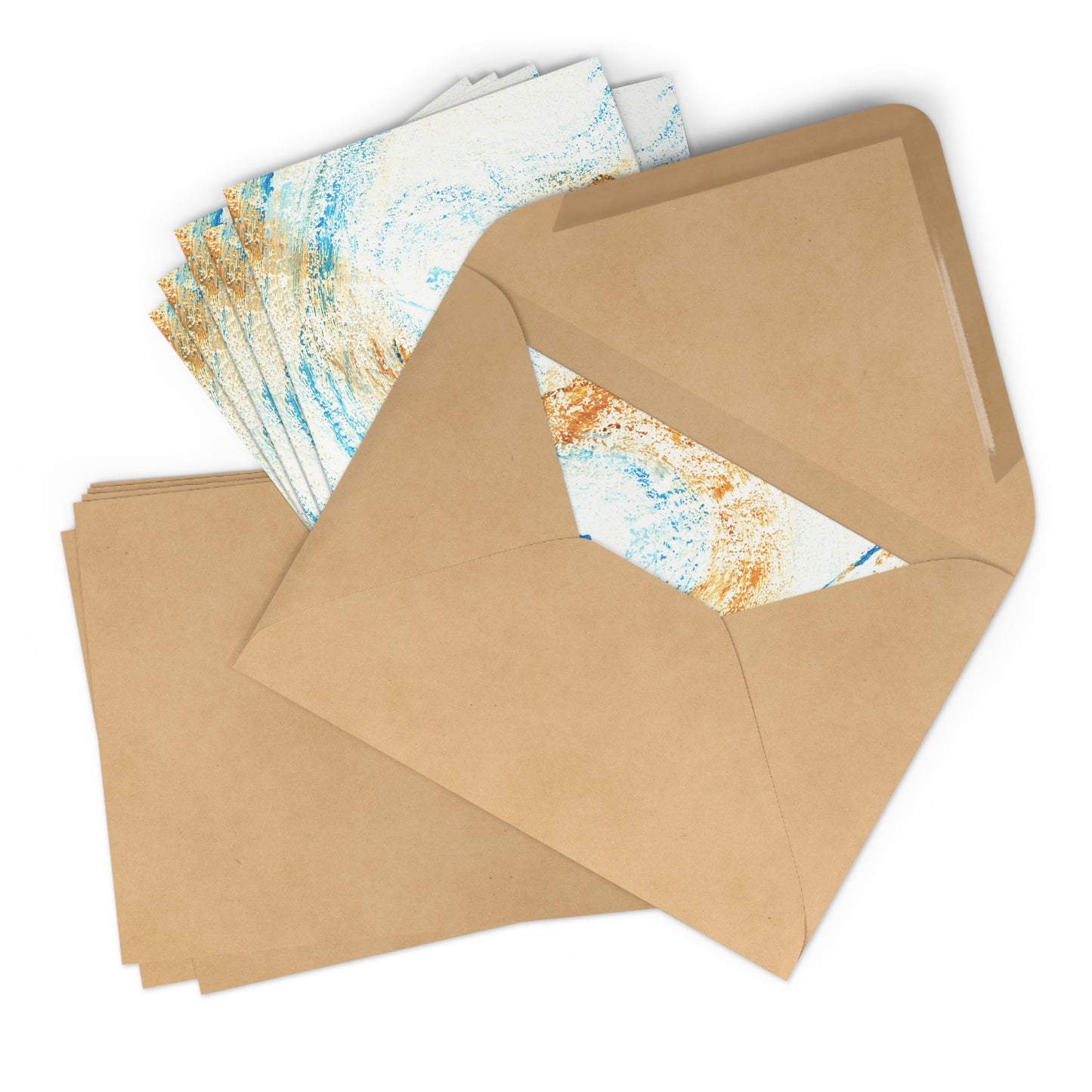 7 pcs Cartes de remerciements recto, art abstrait sable bleu, carte cadeau