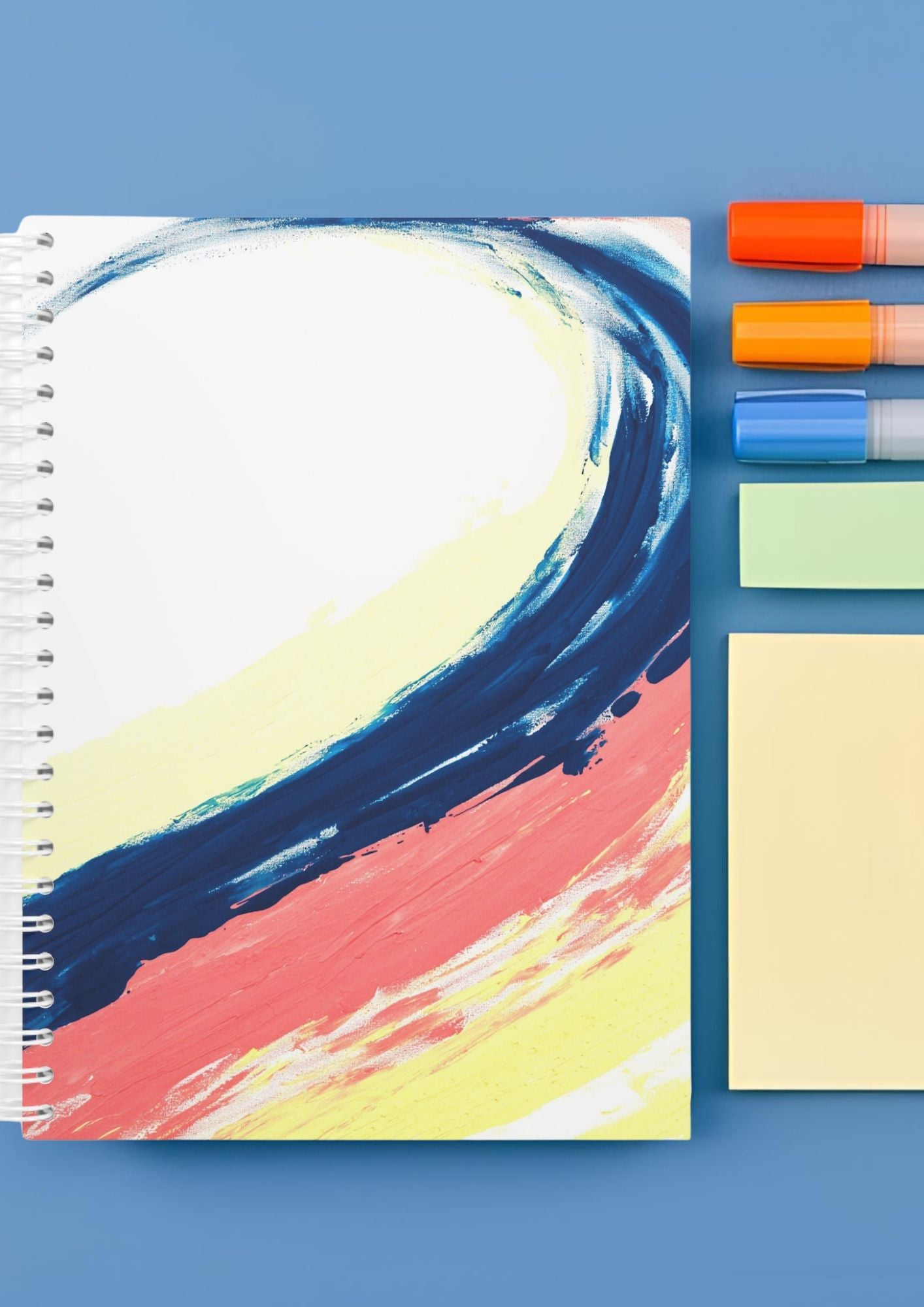 Reproduction d’art abstrait vague bleu et rose pour les créatifs – Un carnet qui stimule l’imagination et incite à l’écriture libre.