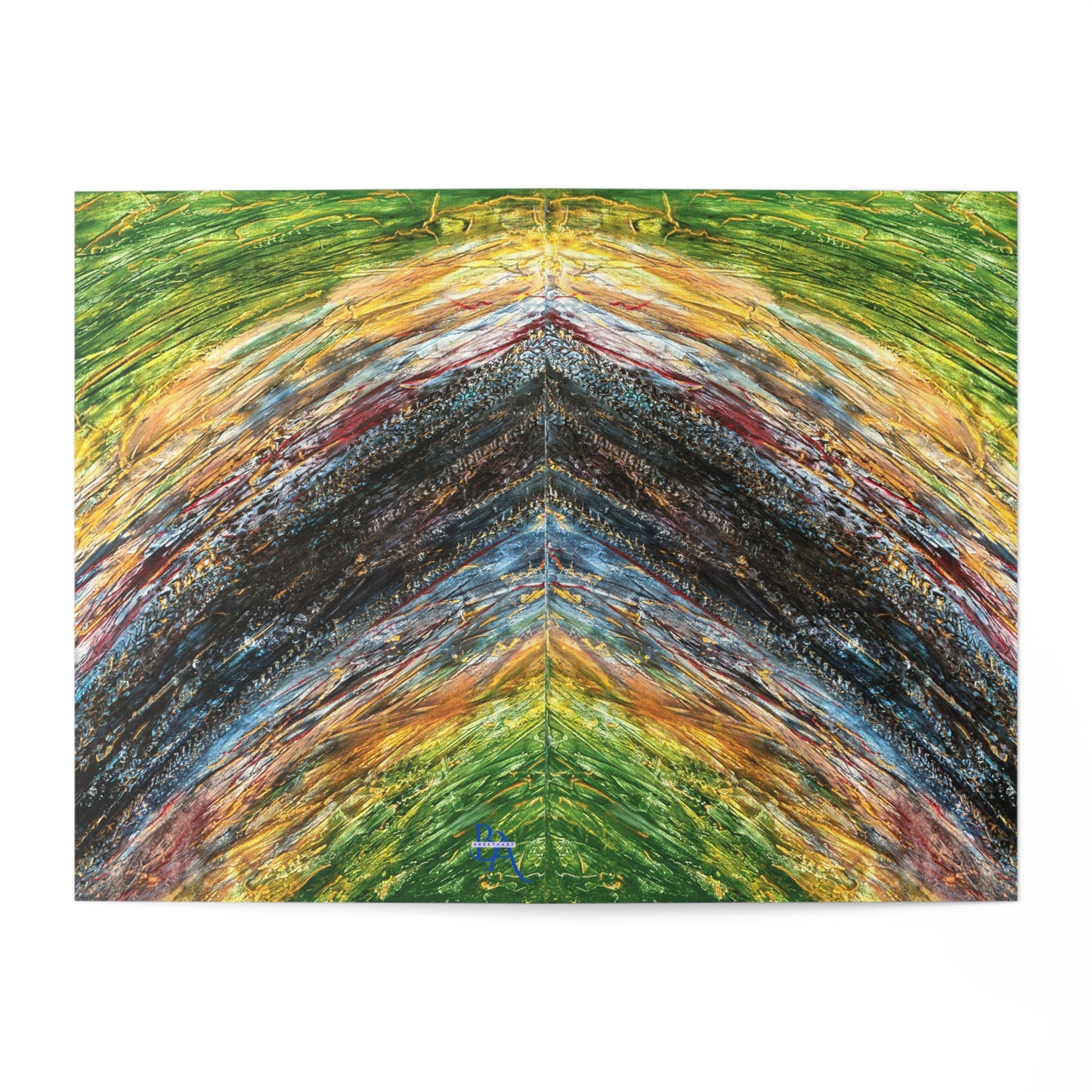 Carte double de Noël avec peinture abstraite Breathart en gris et vert