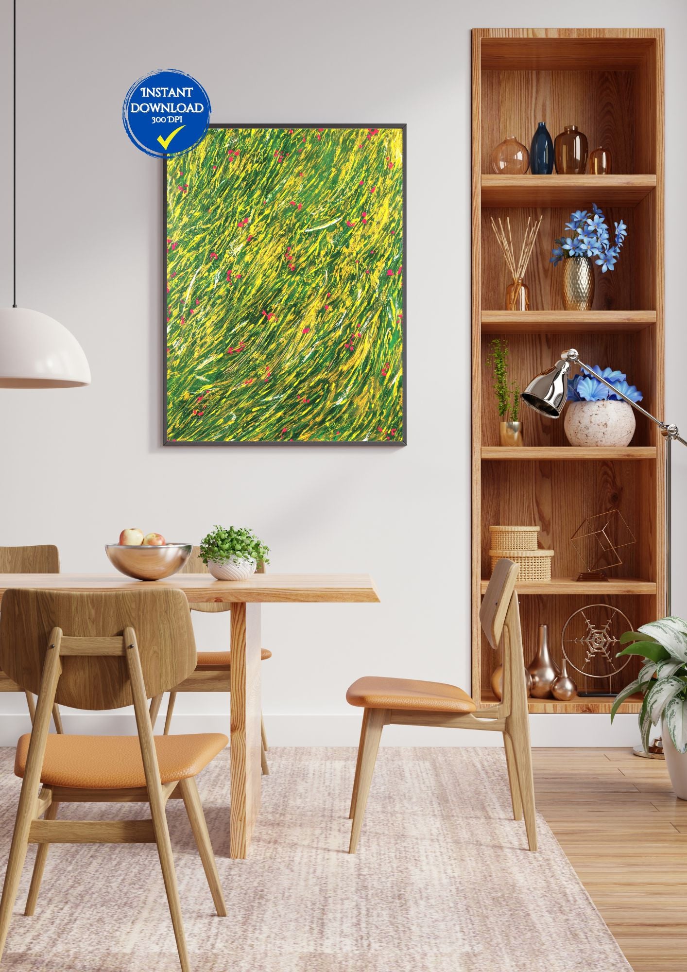 Floraison abstraite : Une peinture qui célèbre la floraison à travers des formes abstraites et colorées. #FloraisonAbstraite #ArtFloral