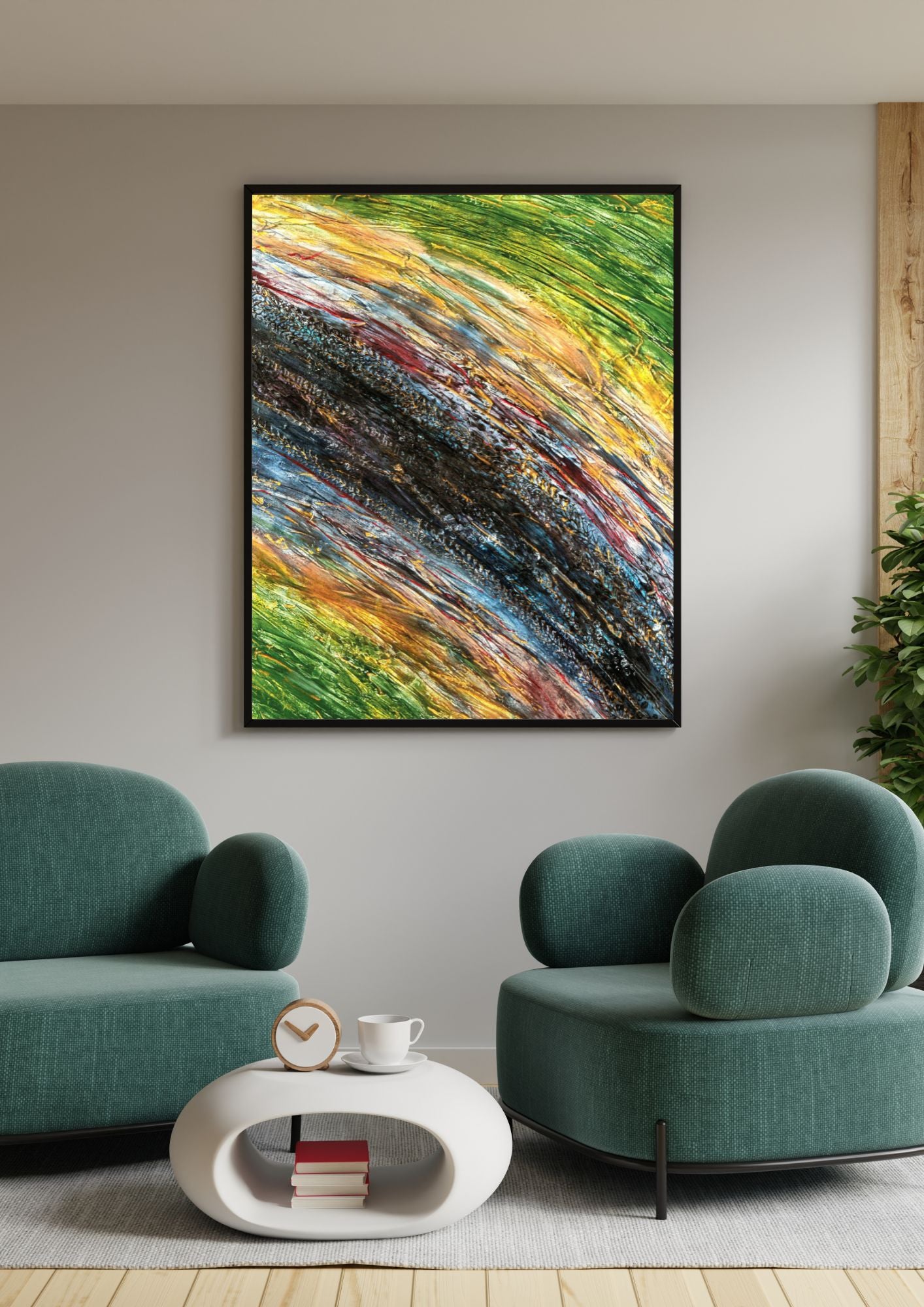 Affiche murale pour décoration d'intérieur, Art abstrait vert et gris
