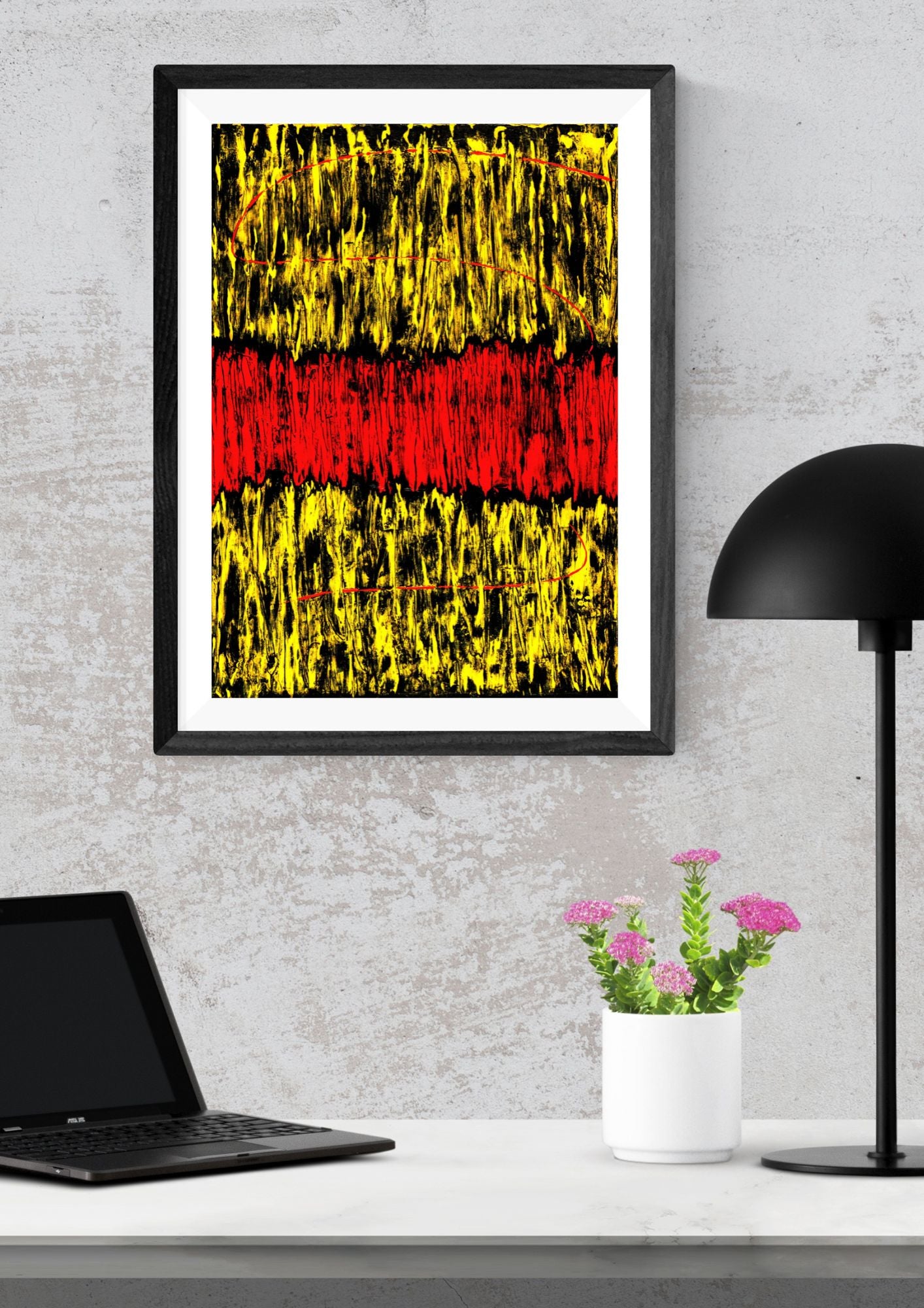Reproduction d’une œuvre abstraite inspirée des émotions intense. Des motifs organiques qui apportent une touche de nature à votre espace.