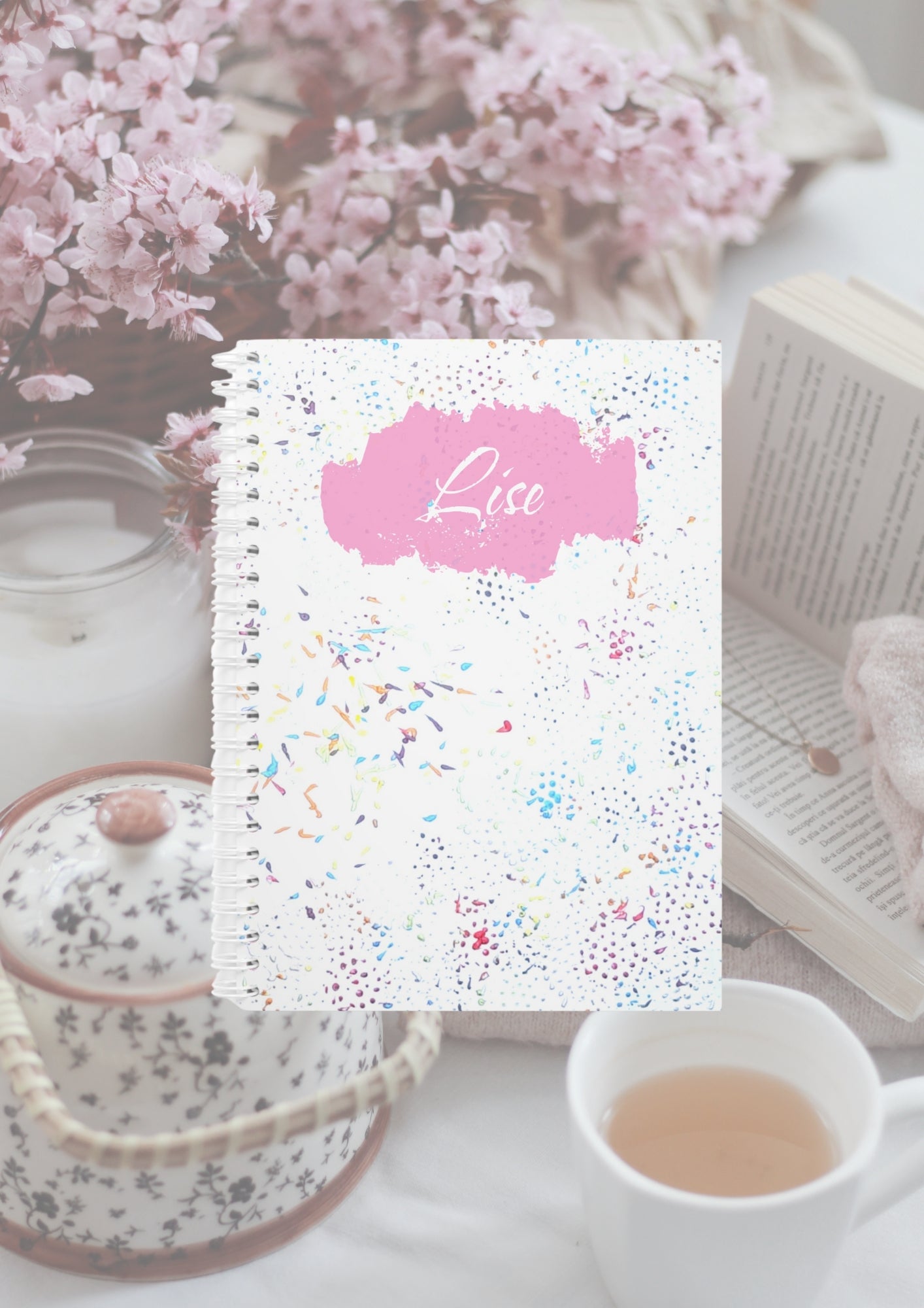 Carnet de Notes Personnalisé, Un Cadeau Unique Art Abstrait Rose pour carnet quotidien