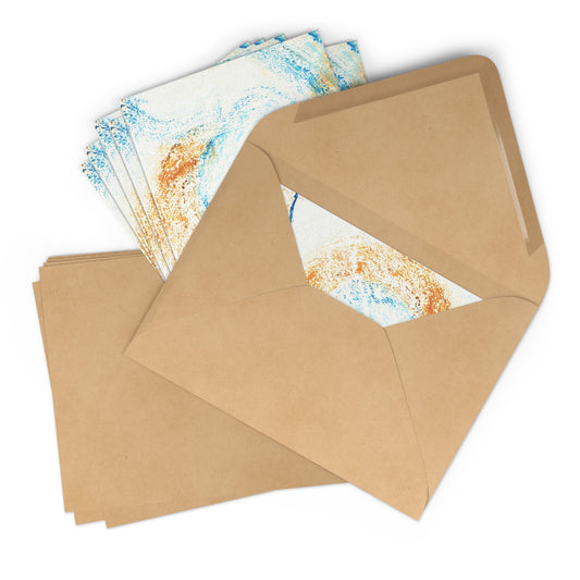 Lot 7 Cartes anniversaire double sable bleu, cartes de vœux, art abstrait