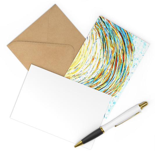 7 pcs Cartes de remerciements recto, art abstrait bleu, carte cadeau