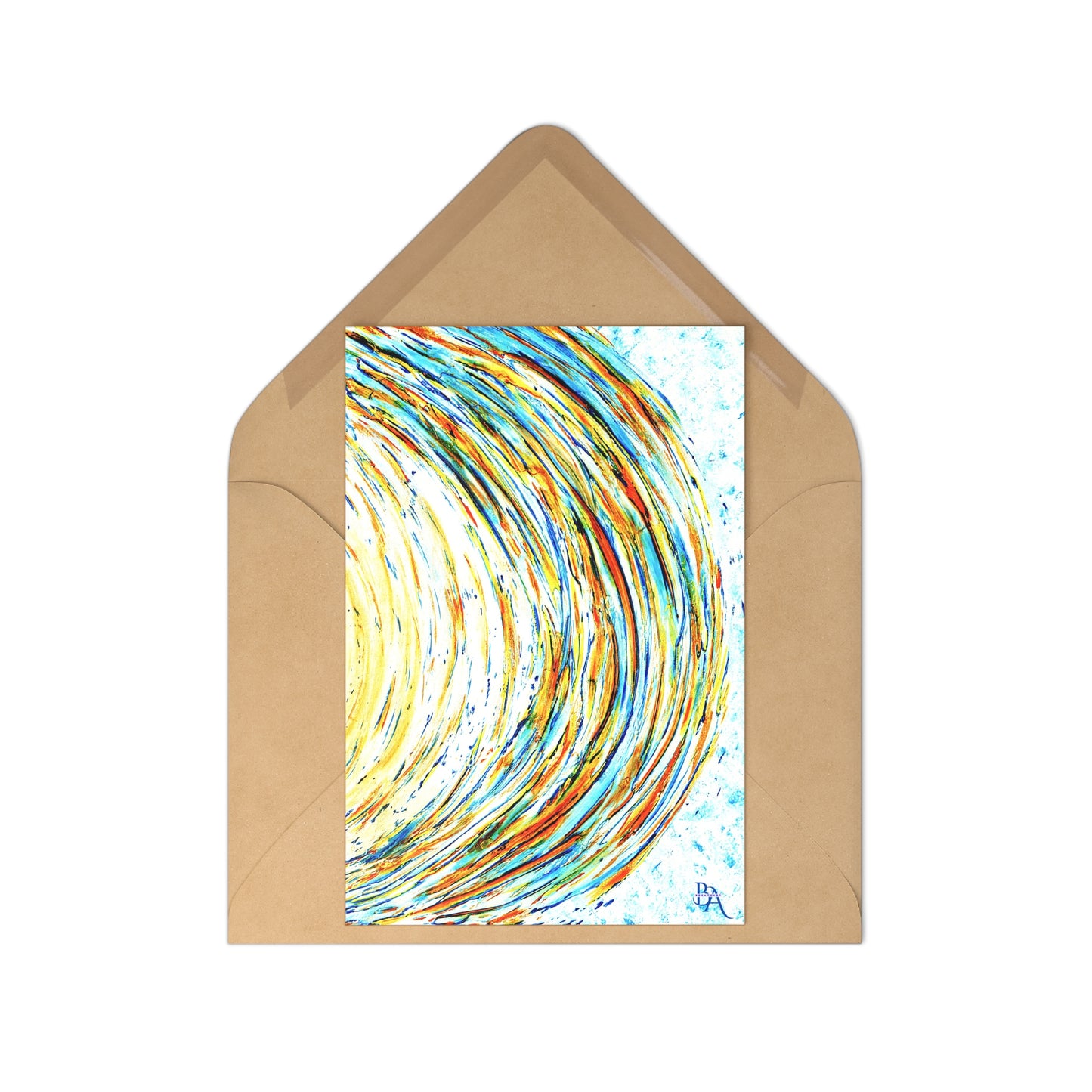 7 pcs Cartes de remerciements recto, art abstrait bleu, carte cadeau