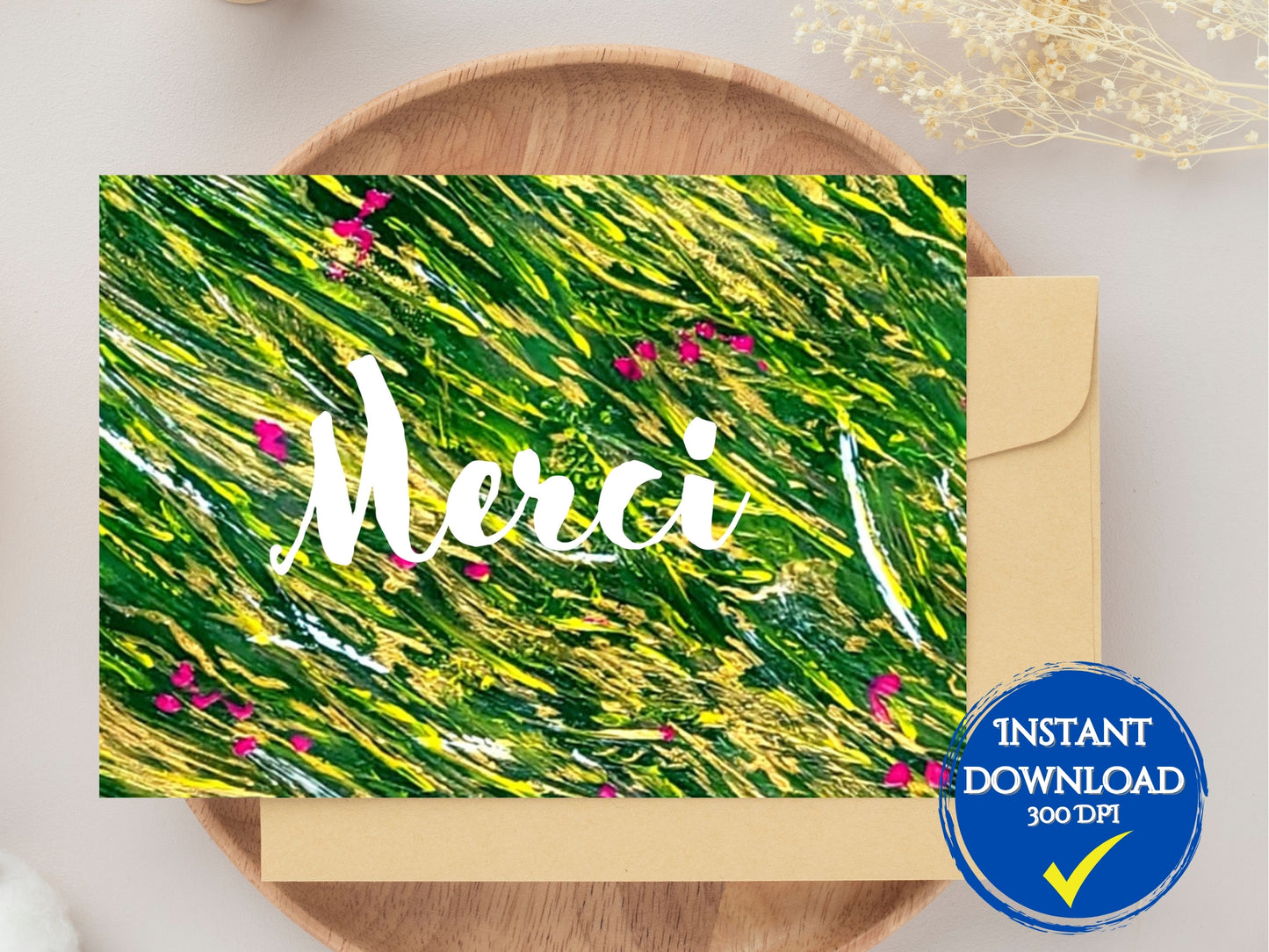 Carte de voeux numérique à personnaliser "prénom", Art Abstrait Floral, carte remerciements