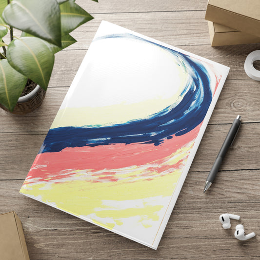 Carnet de notes couverture rigide, art abstrait bleu et rose