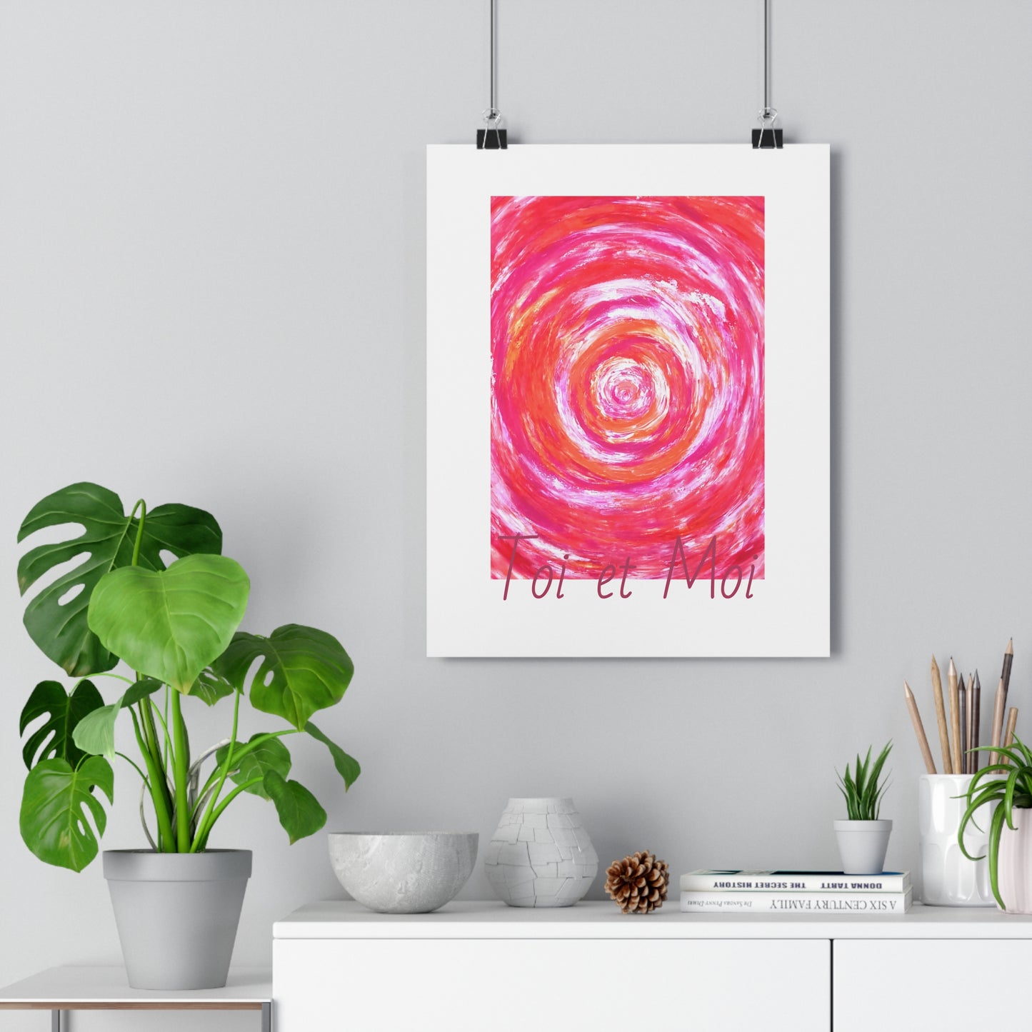 Impression d'art giclée, décoration murale, art abstrait rose, affiche d'une reproduction de peinture texturée