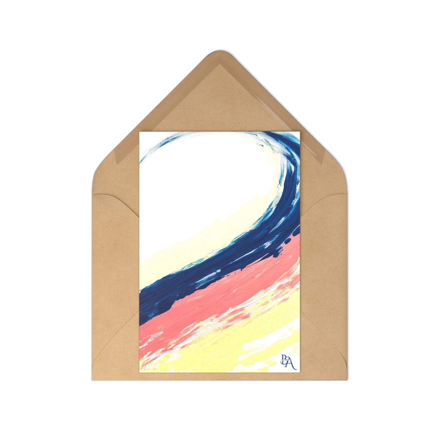 7 pcs Carte de remerciements recto, art abstrait vague bleu et rose