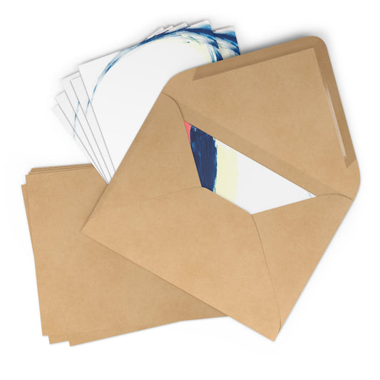 Lot 7 Cartes anniversaire double bleu rose, cartes de vœux, art abstrait