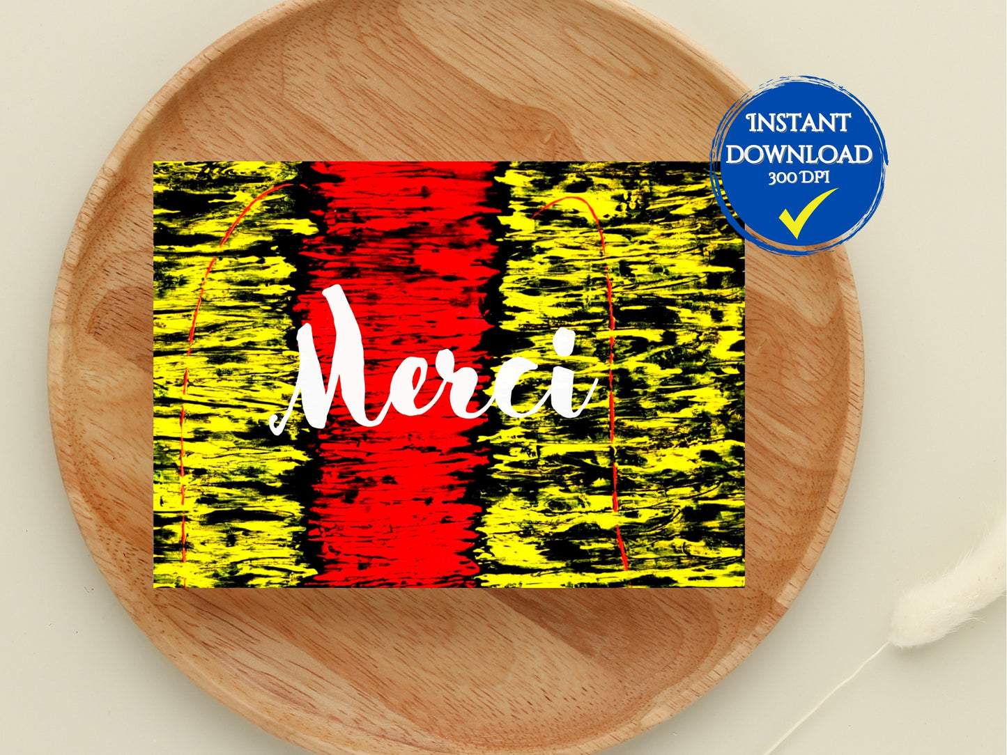 Carte de voeux numérique à personnaliser "Bonne année", Art Abstrait noir, rouge et jaune