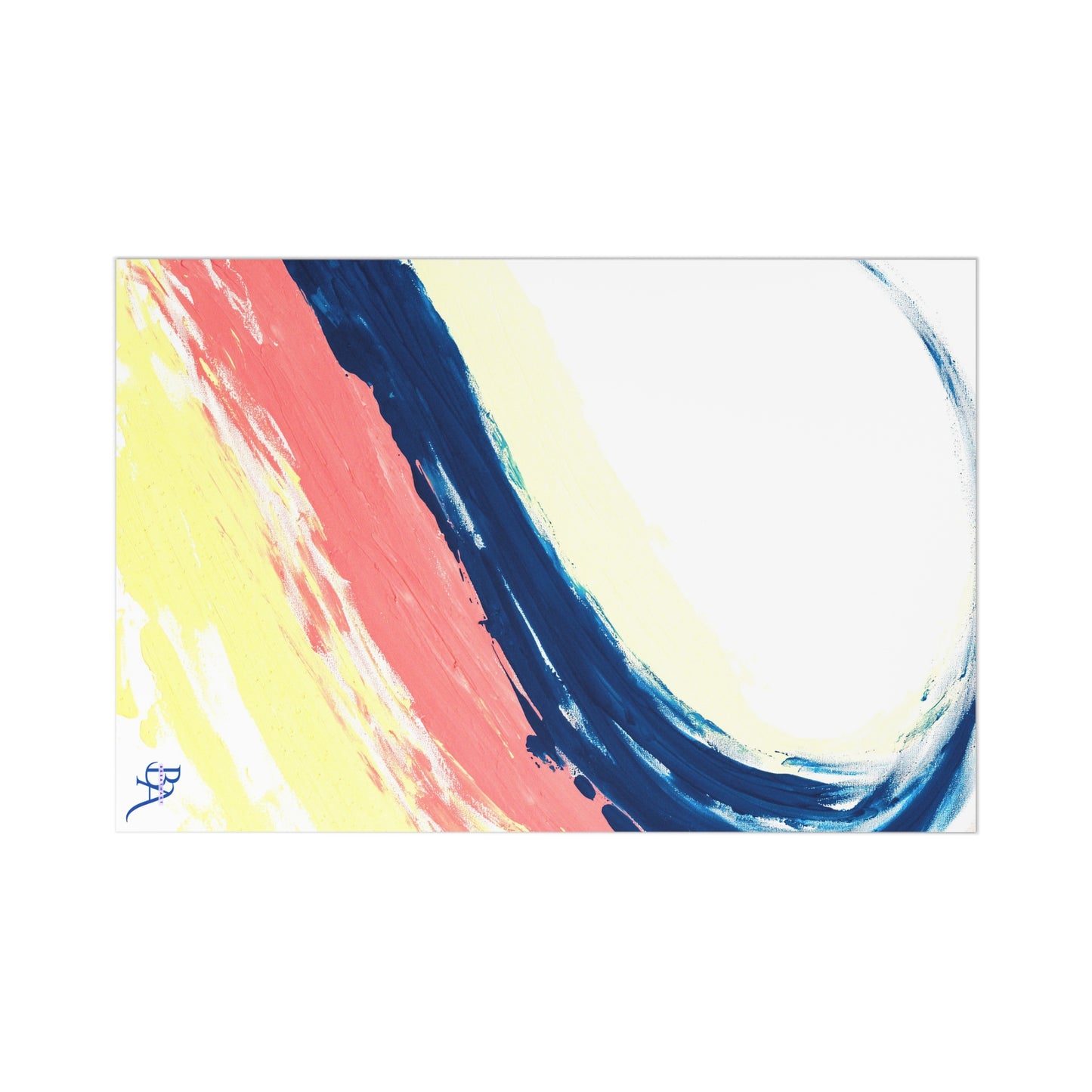 7 pcs Carte de remerciements recto, art abstrait vague bleu et rose