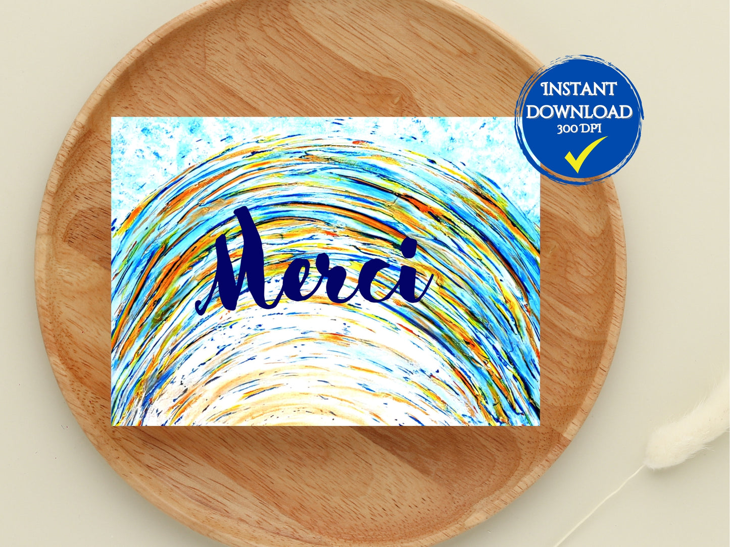 Carte de voeux numérique à personnaliser "Prénom", "Merci", Art Abstrait bleu