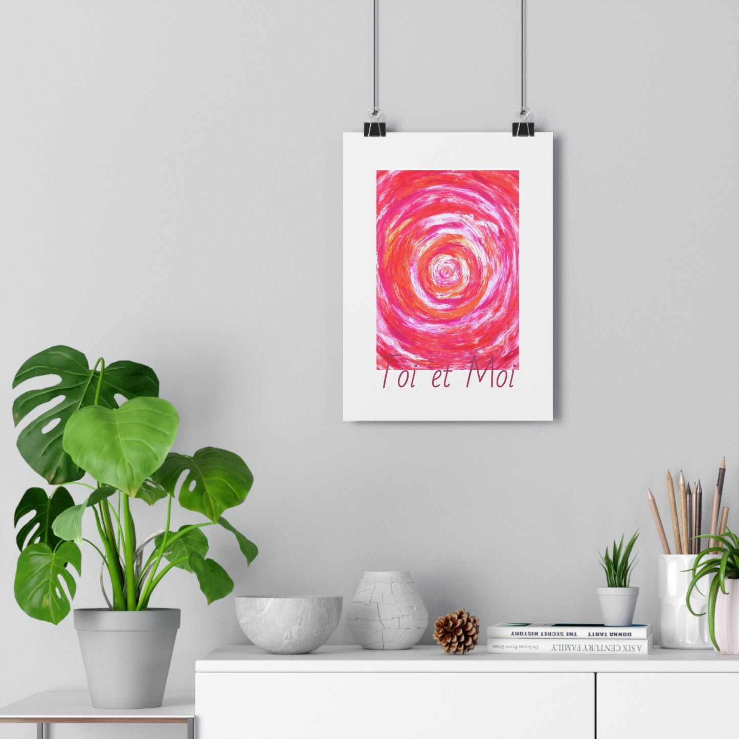 Impression d'art giclée, décoration murale, art abstrait rose, affiche d'une reproduction de peinture texturée