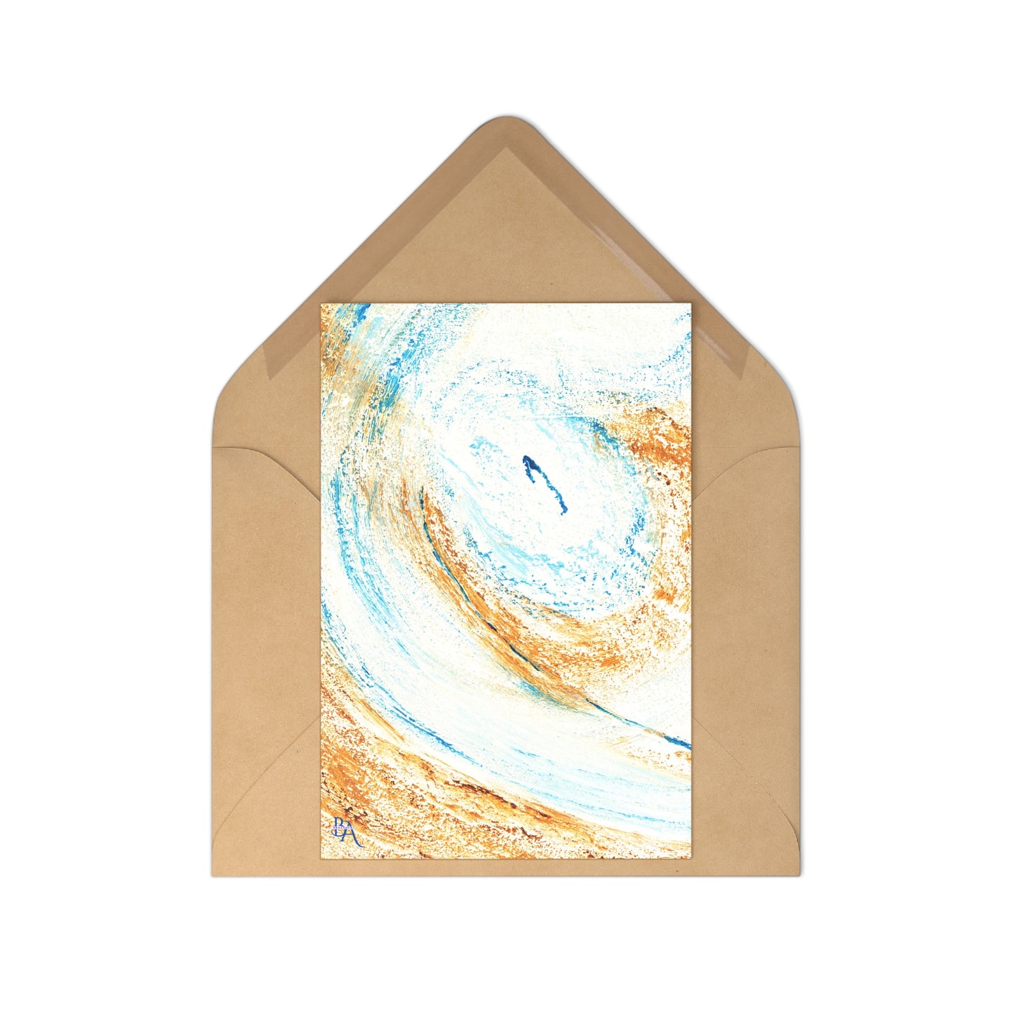 7 pcs Cartes de remerciements recto, art abstrait sable bleu, carte cadeau