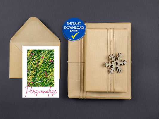 Carte de voeux numérique à personnaliser "prénom", Art Abstrait Floral, carte remerciements