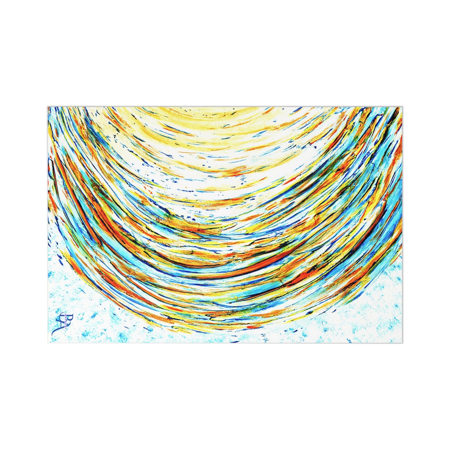 7 pcs Cartes de remerciements recto, art abstrait bleu, carte cadeau