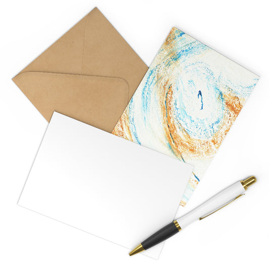 7 pcs Cartes de remerciements recto, art abstrait sable bleu, carte cadeau