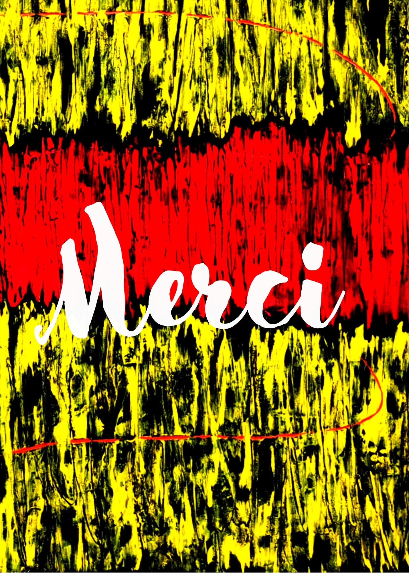 Carte de voeux numérique à personnaliser "Bonne année", Art Abstrait noir, rouge et jaune