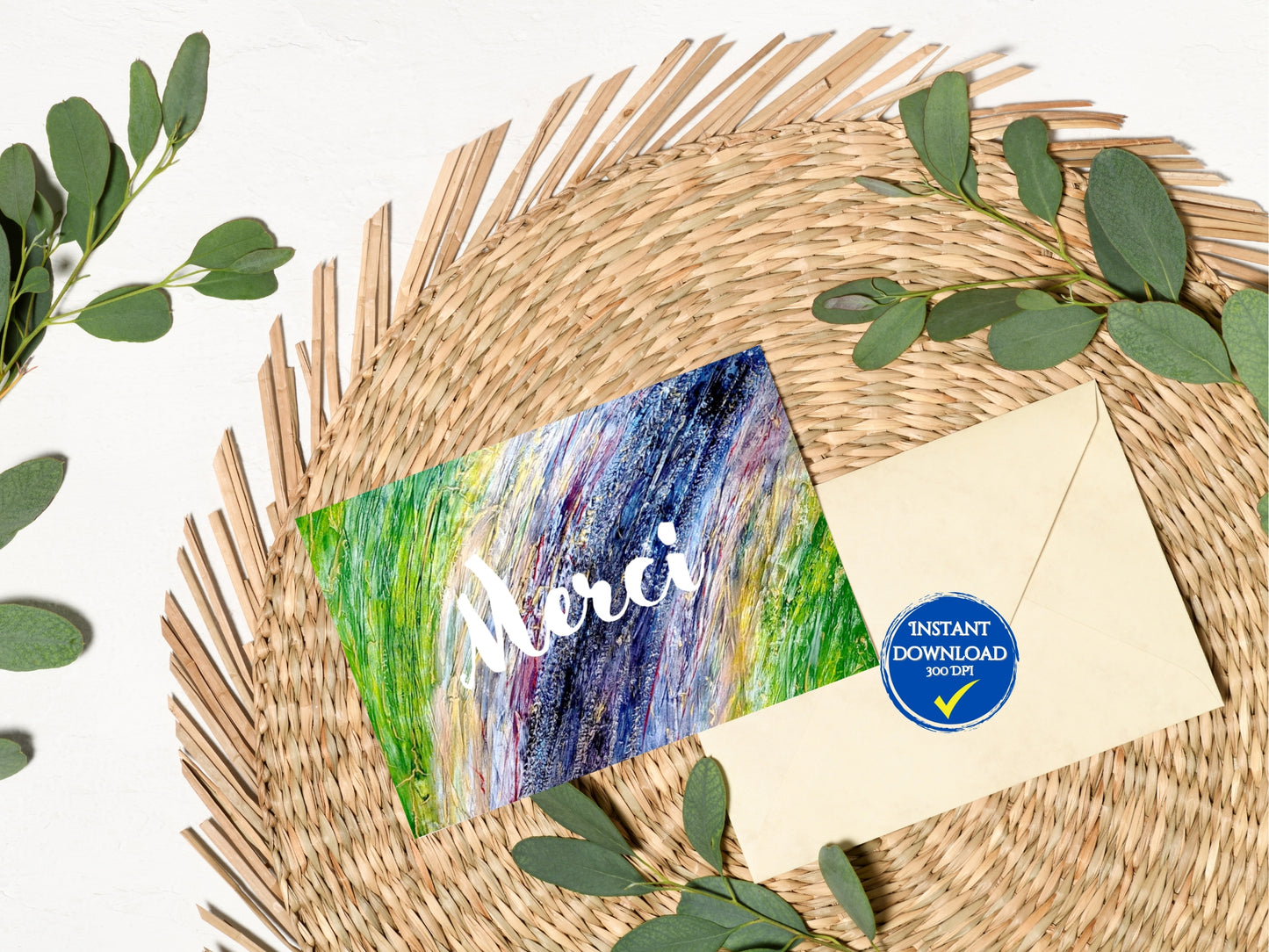 Carte de voeux numérique à personnaliser, Art Abstrait cadeau pour homme vert
