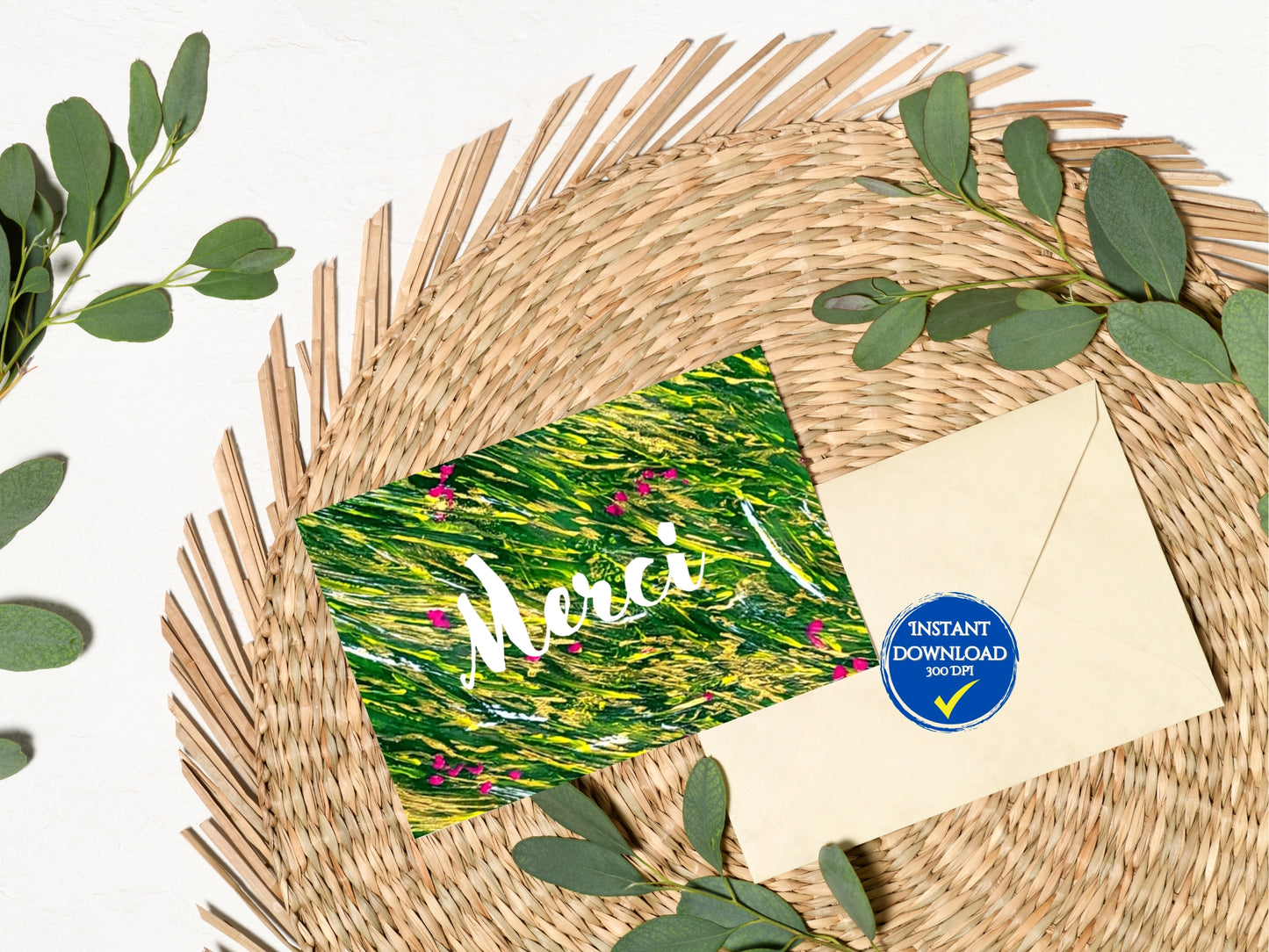 Carte de voeux numérique à personnaliser "prénom", Art Abstrait Floral, carte remerciements