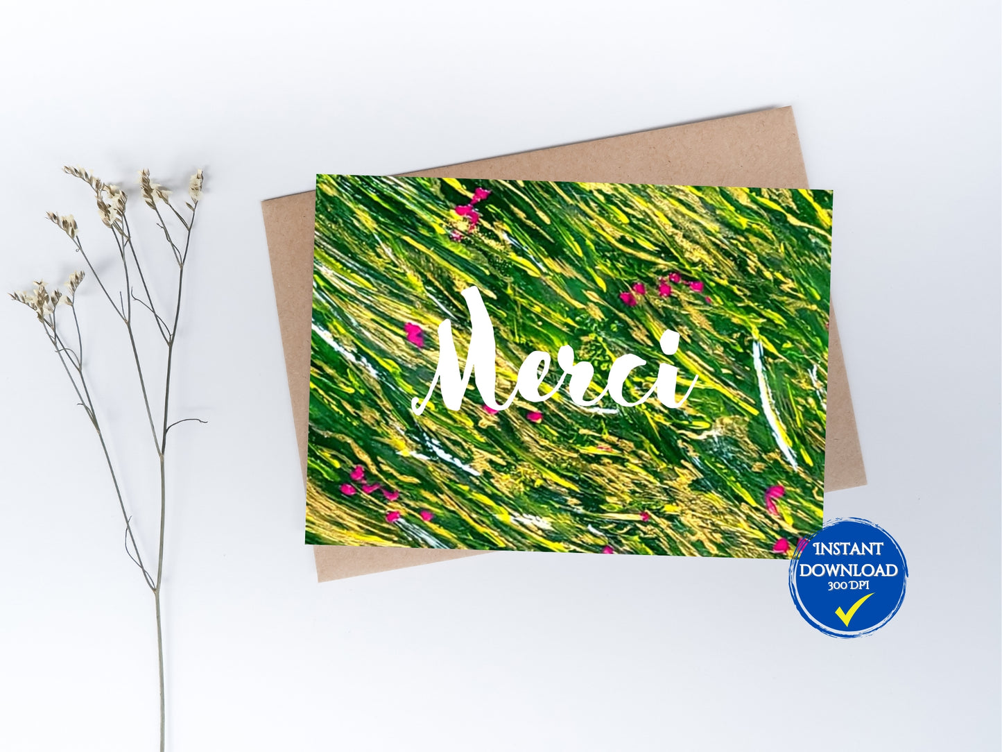 Carte de voeux numérique à personnaliser "prénom", Art Abstrait Floral, carte remerciements