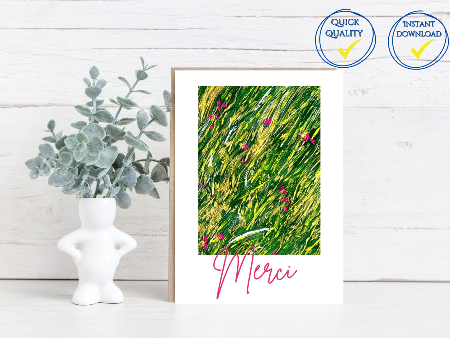 Carte de voeux numérique à personnaliser "prénom", Art Abstrait Floral, carte remerciements