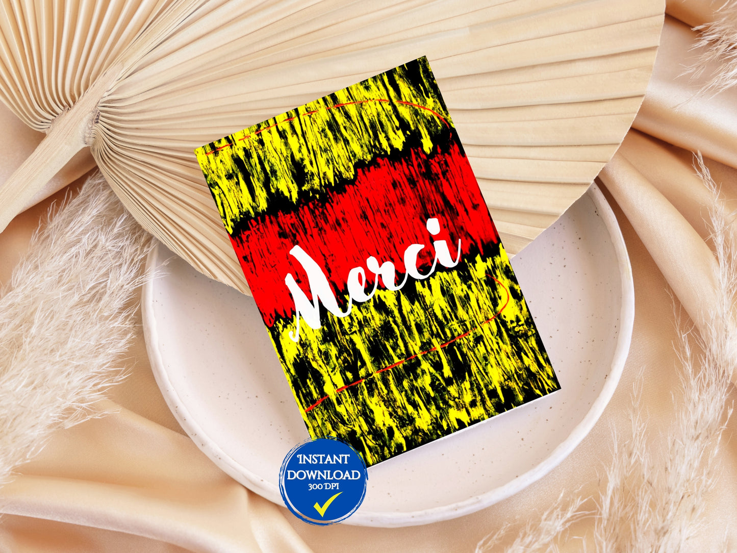 Carte de voeux numérique à personnaliser "Bonne année", Art Abstrait noir, rouge et jaune