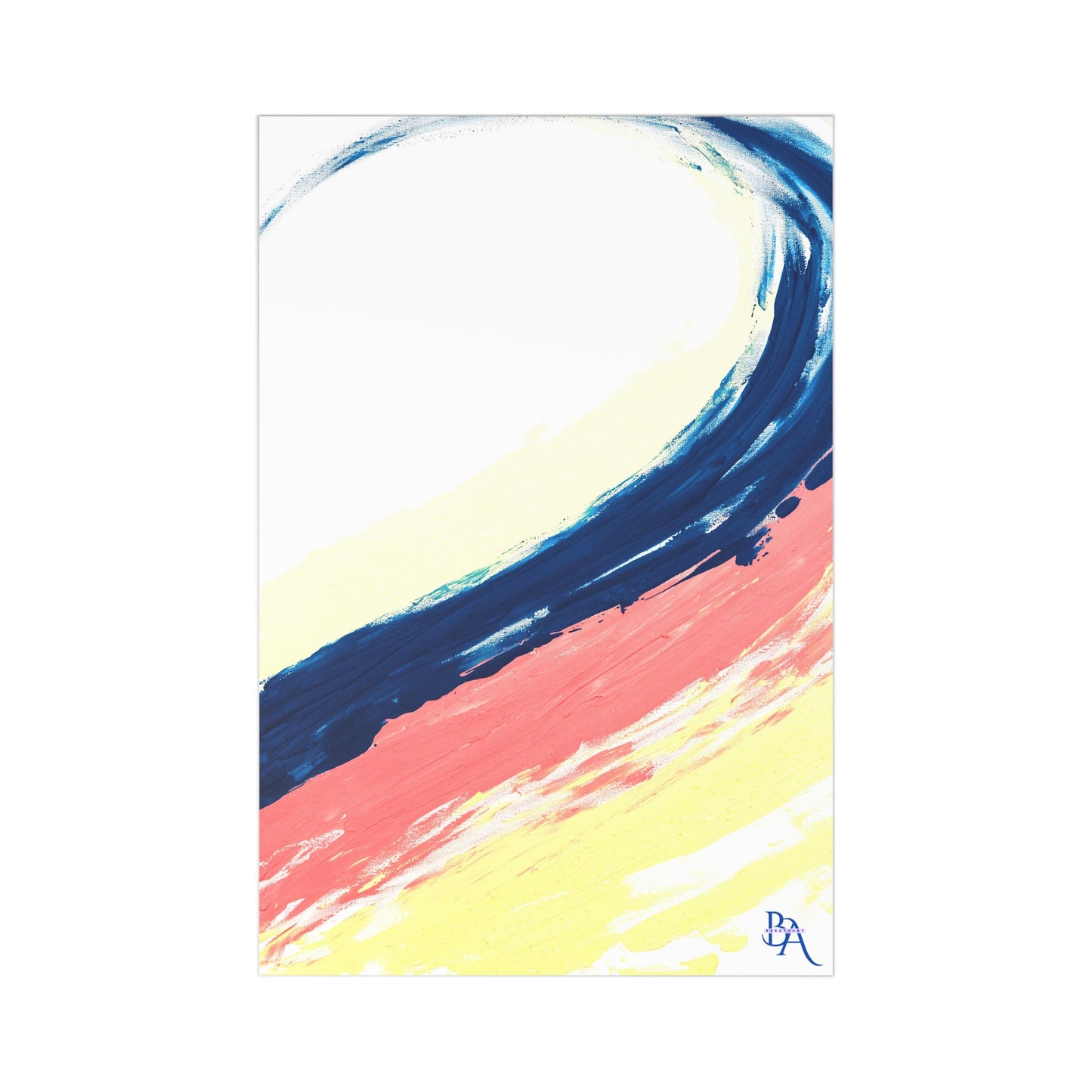 7 pcs Carte de remerciements recto, art abstrait vague bleu et rose