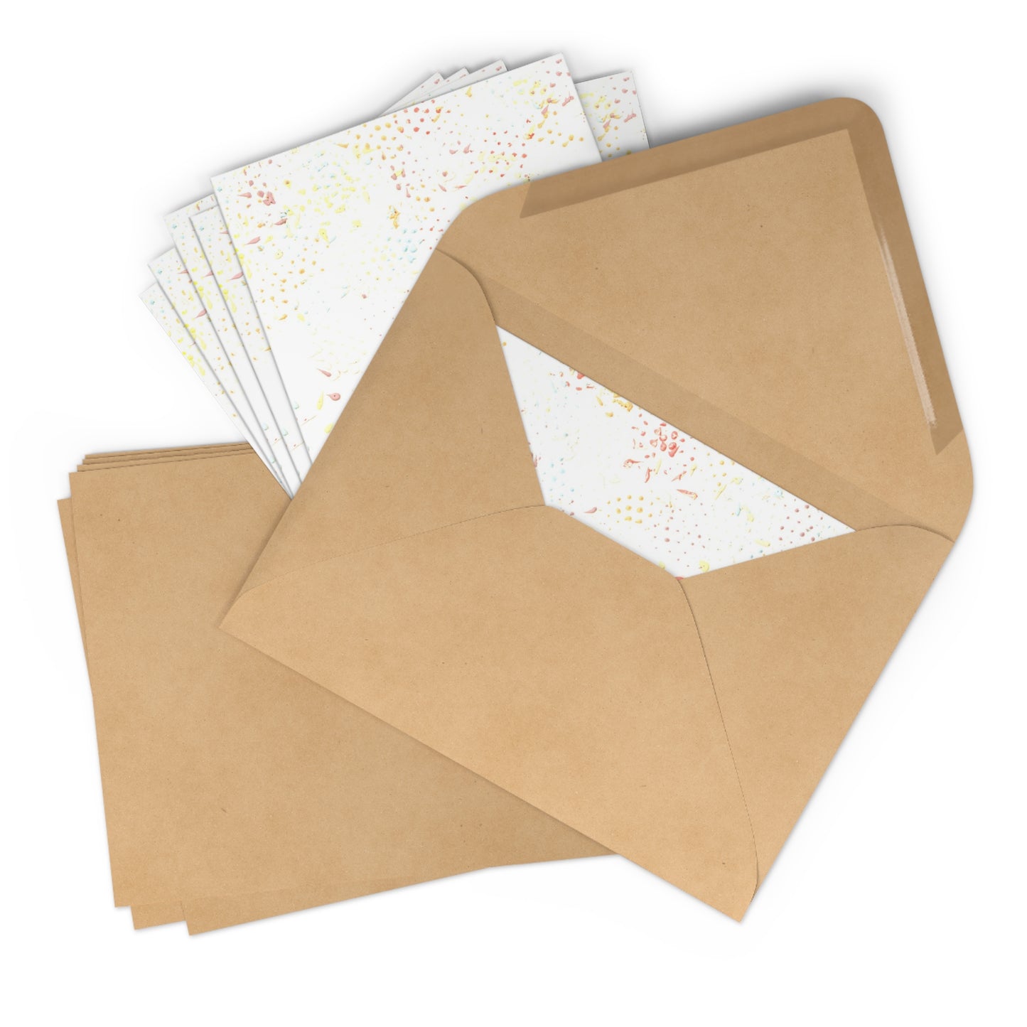 7 pcs Cartes de remerciements recto, art abstrait tons pastels et enveloppes