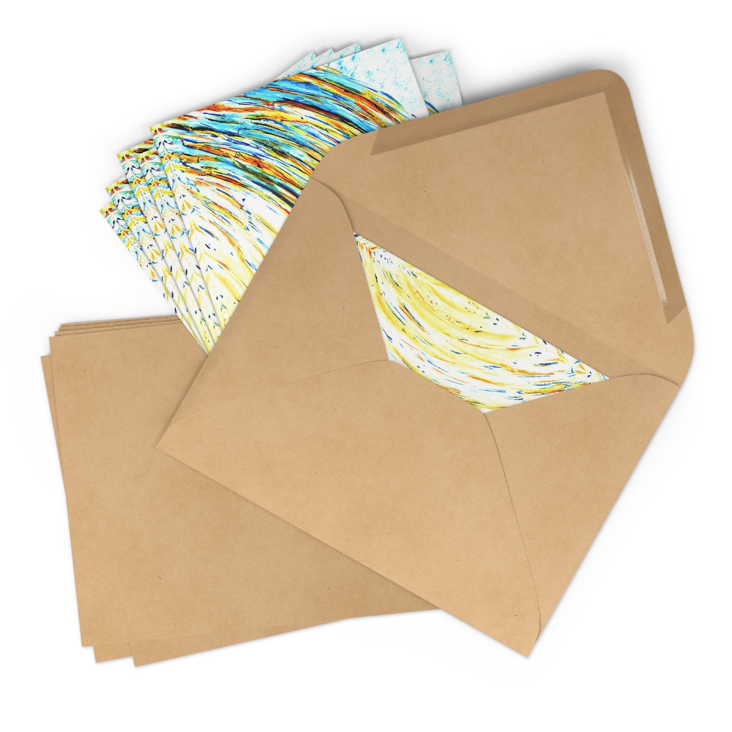 Lot 7 Cartes anniversaire double bleu, cartes de vœux, art abstrait