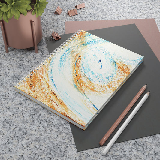 Carnet de Notes à spirales, Bullet journal avec Art abstrait sable bleu texturé