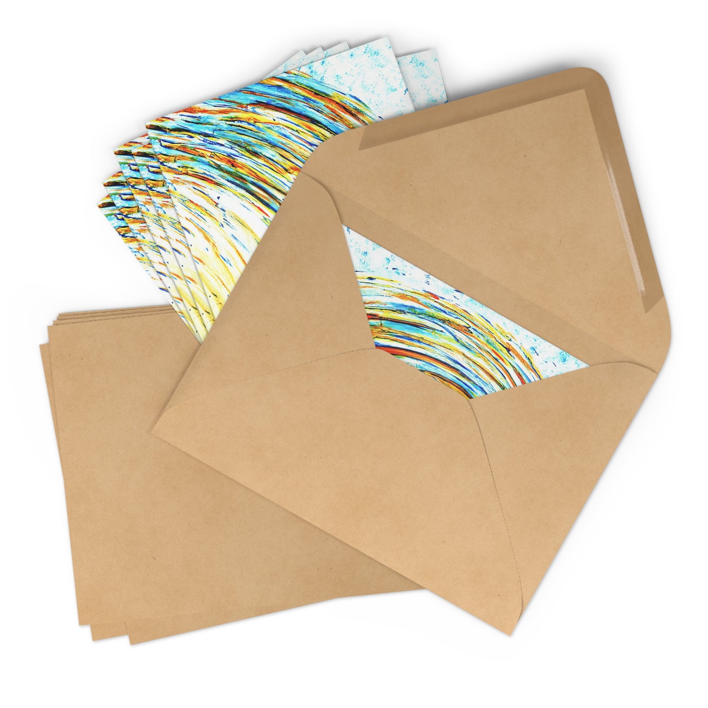 7 pcs Cartes de remerciements recto, art abstrait bleu, carte cadeau