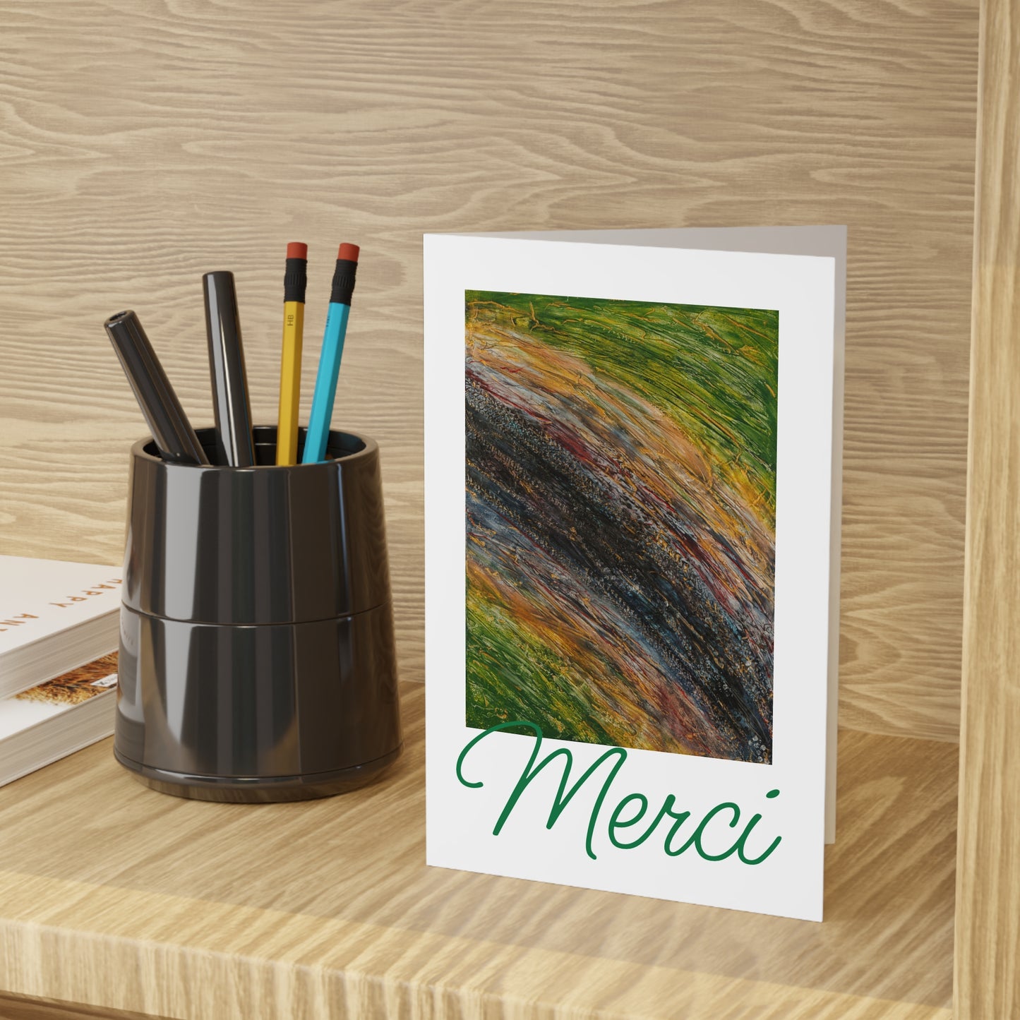 Set 1 ou 10 pcs cartes postales remerciements, fêtes des pères vert et gris