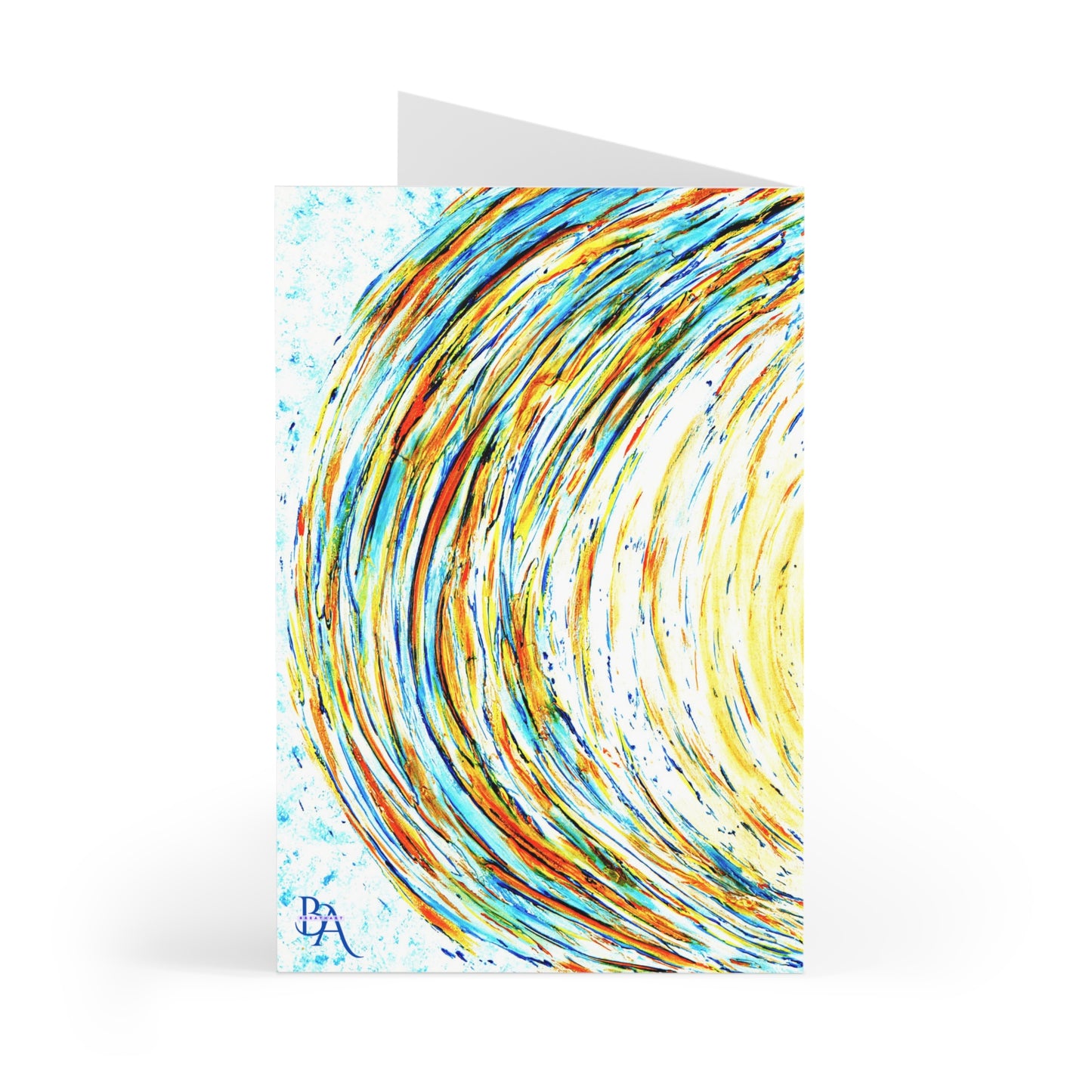 Lot 7 Cartes anniversaire double bleu, cartes de vœux, art abstrait