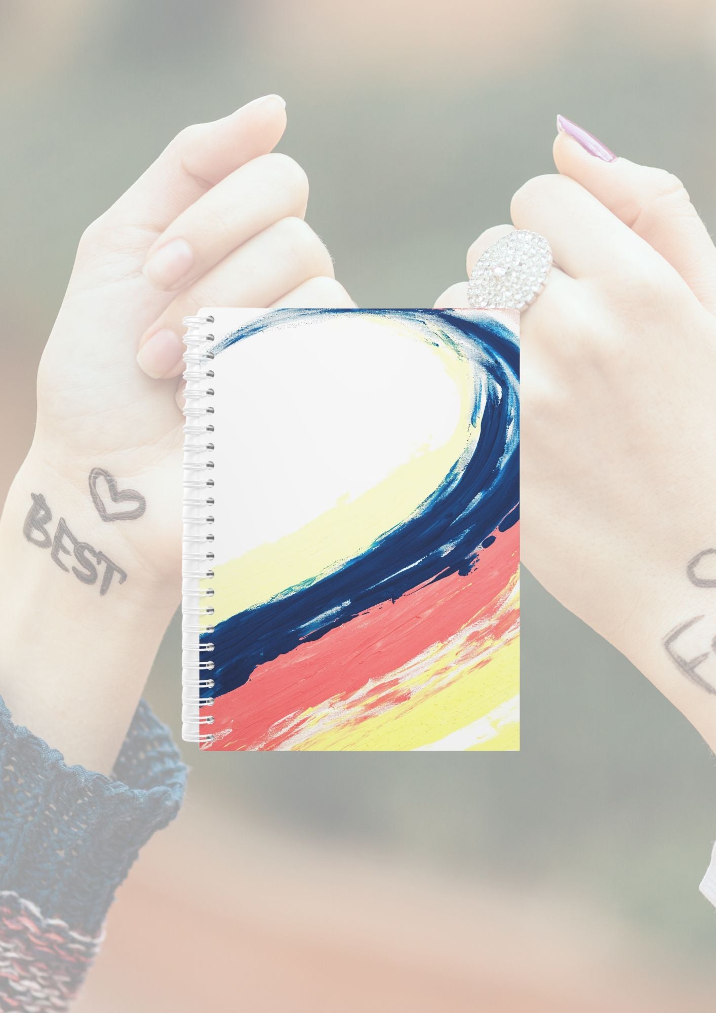 Carnet de notes abstrait pour étudiants et pour ls amis vague bleu rose – Un compagnon idéal pour prendre des notes en cours et stimuler la créativité.