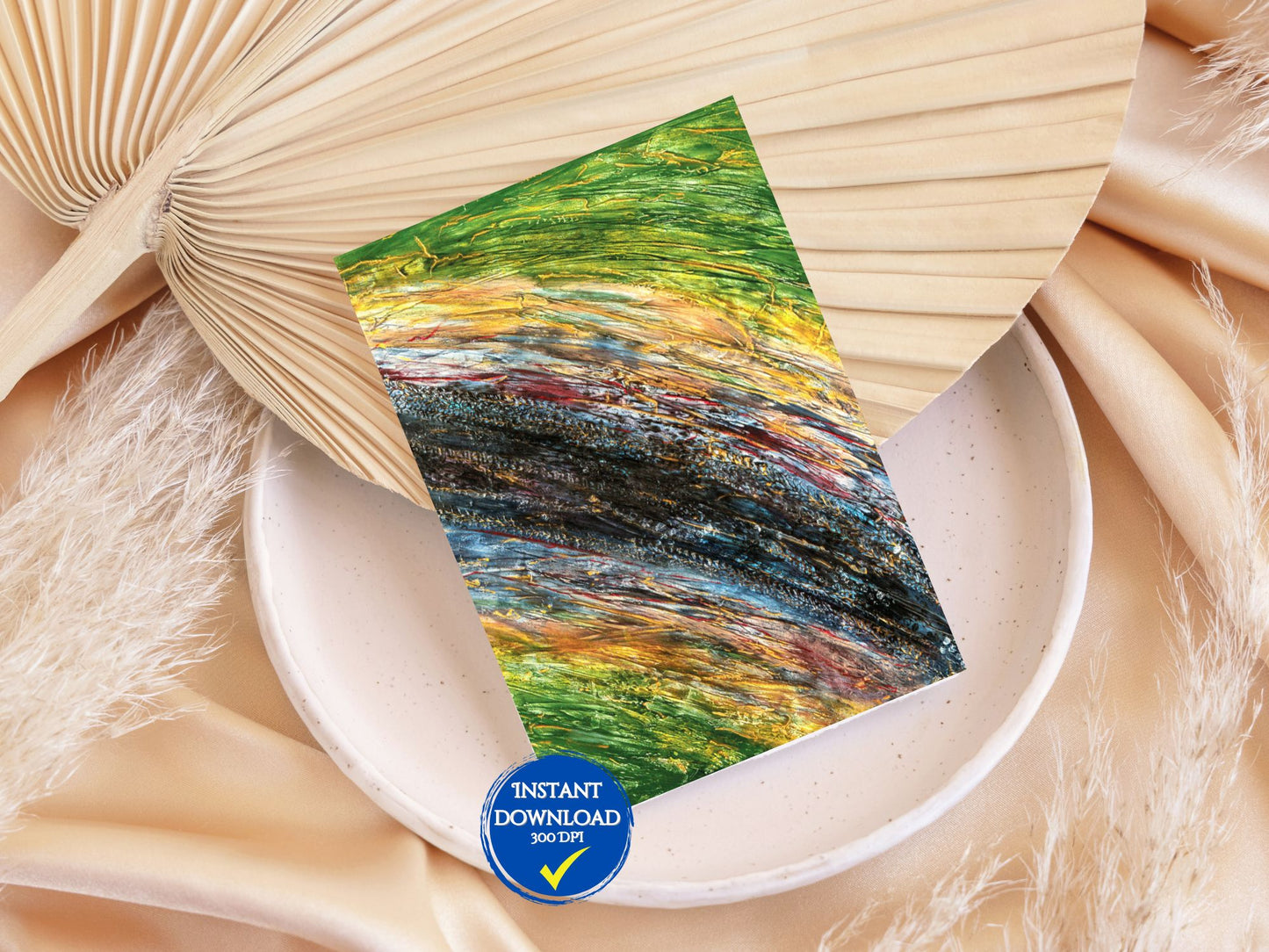 Carte de vœux numérique avec art abstrait, parfaite pour accompagner un cadeau.
