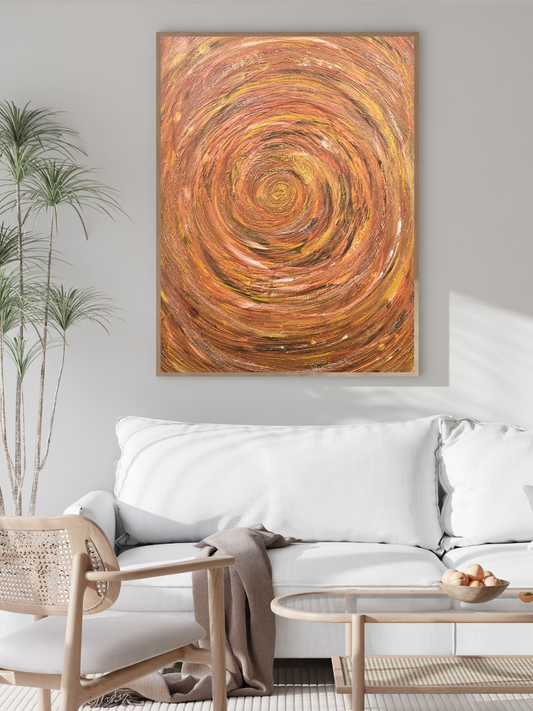 peinture abstraite or et bronze cyclone