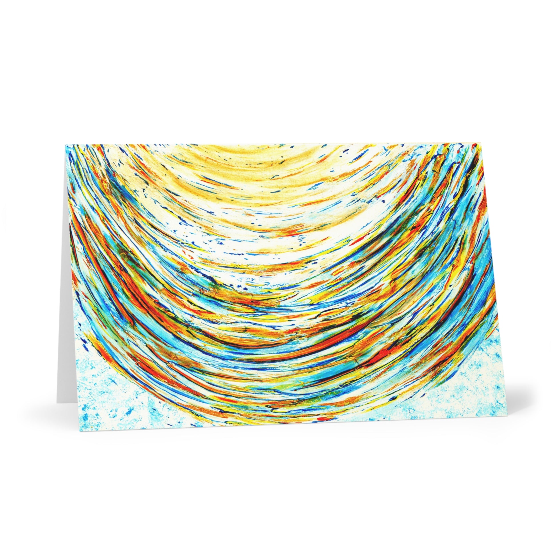 Carte de vœux de naissance avec art abstrait en bleu et jaune espace
