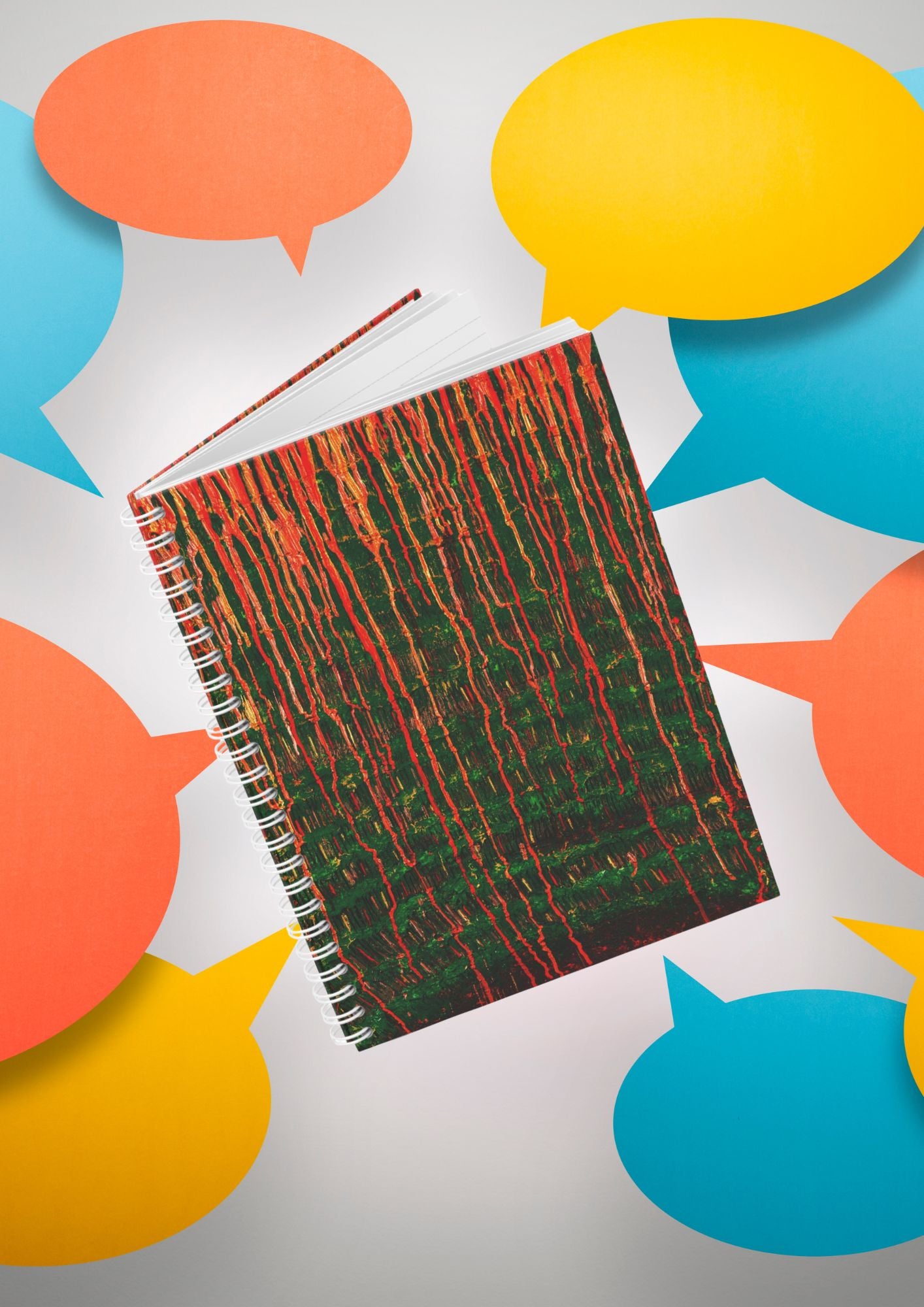 Reproduction d’art abstrait vignee vert rouge pour les créatifs – Un carnet qui stimule l’imagination et incite à l’écriture libre.