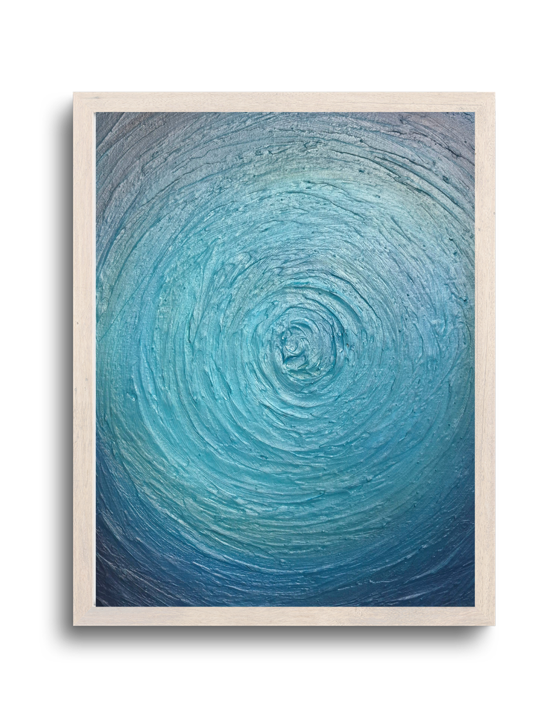 Œuvre jouant sur les contrastes de lumière et de bleu inspirés de l’océan en cyclone