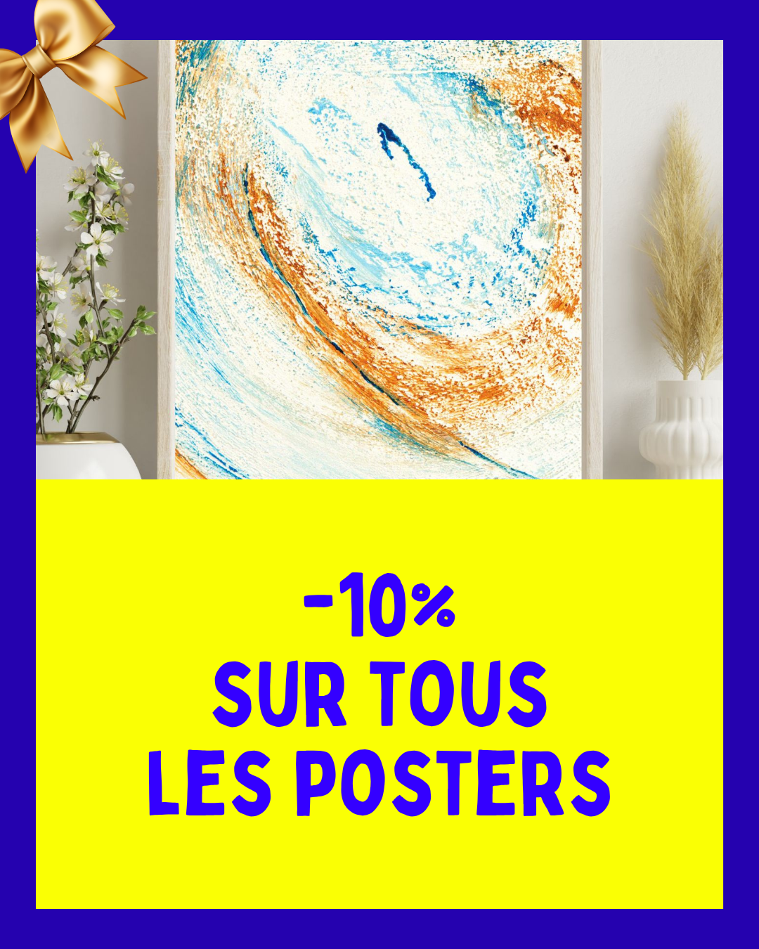 Poster abstrait lumineux aux couleurs vives et dynamiques, disponible en promotion exclusive -10% sur Breathartatelier.com, idéal pour sublimer votre décoration intérieure avec une touche artistique et moderne. Poster artistique original, parfait pour les amateurs d'art abstrait et de design unique