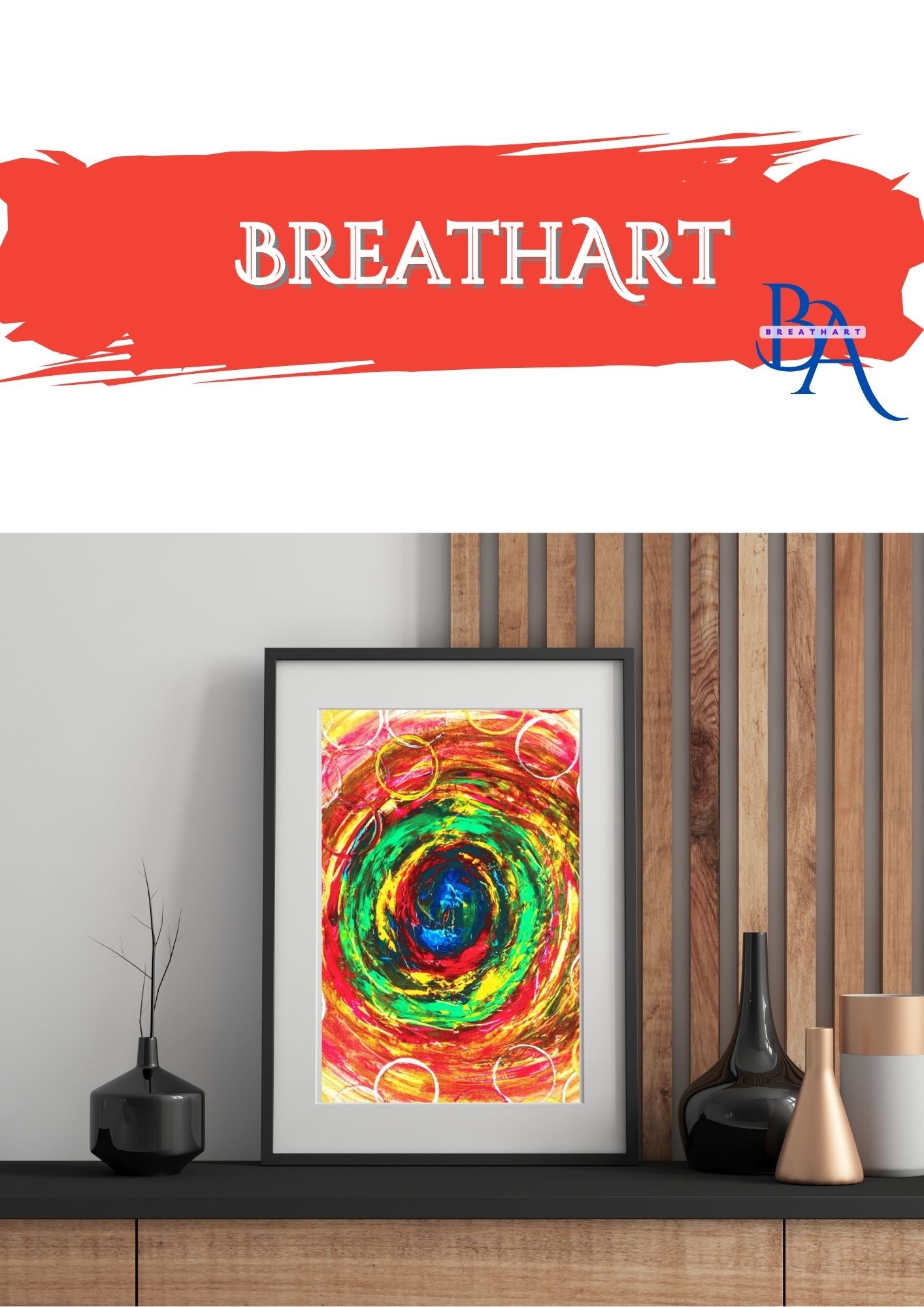 Affiche d’art abstrait avec motifs fluides colorées sur le thème des bulles. Des lignes ondulantes qui créent une ambiance relaxante.