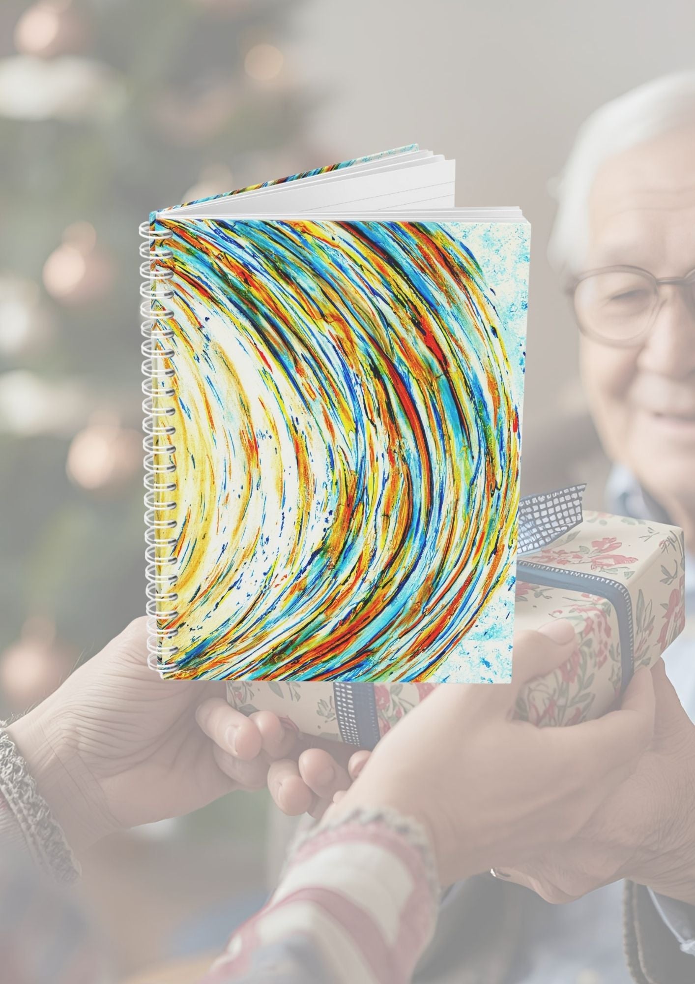 Carnet de Notes à spirales, Bullet journal avec Art abstrait bleu texturé