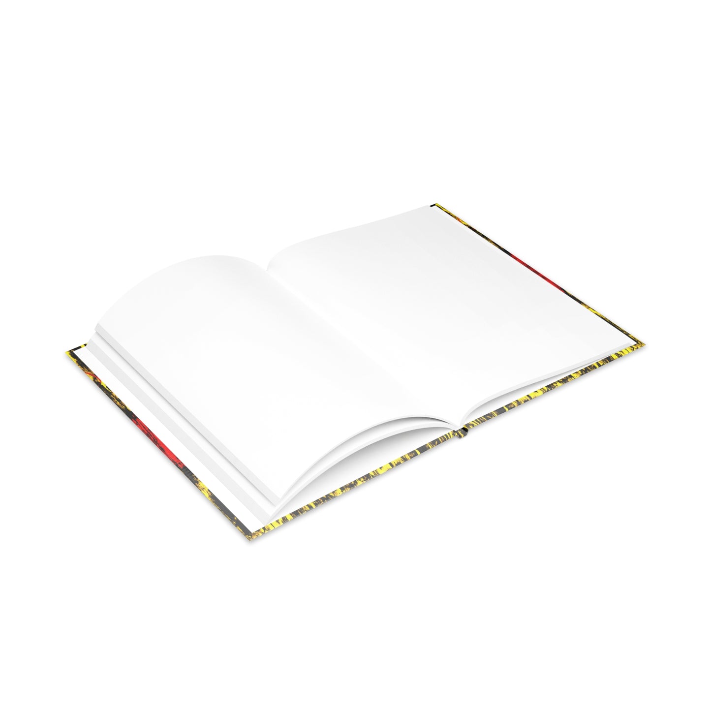 carnet de notes rigide intense rouge jaune ouvert page blanche lignée  cadeau pour homme