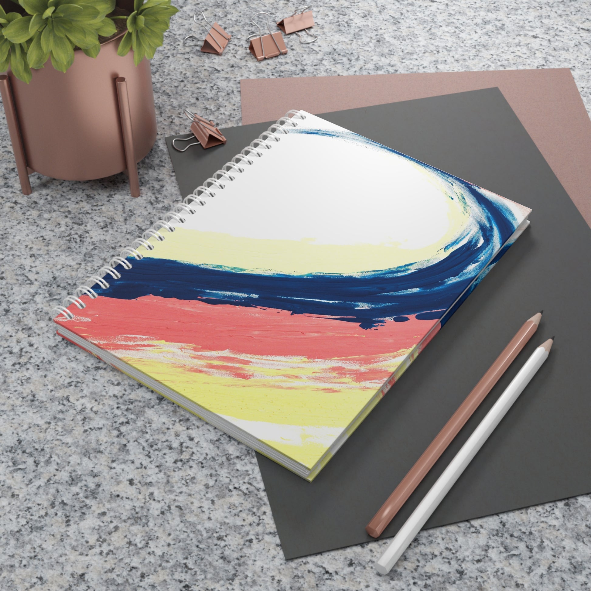 Carnet pour les professionnels créatifs, ecriture et croquis bleu et rose