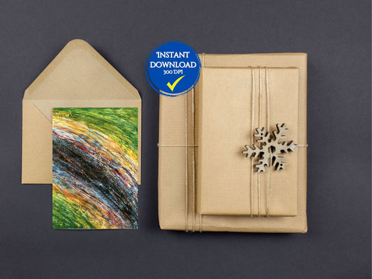 Carte recto simple à télécharger avec art abstrait Breathart pour embellir vos fêtes.
