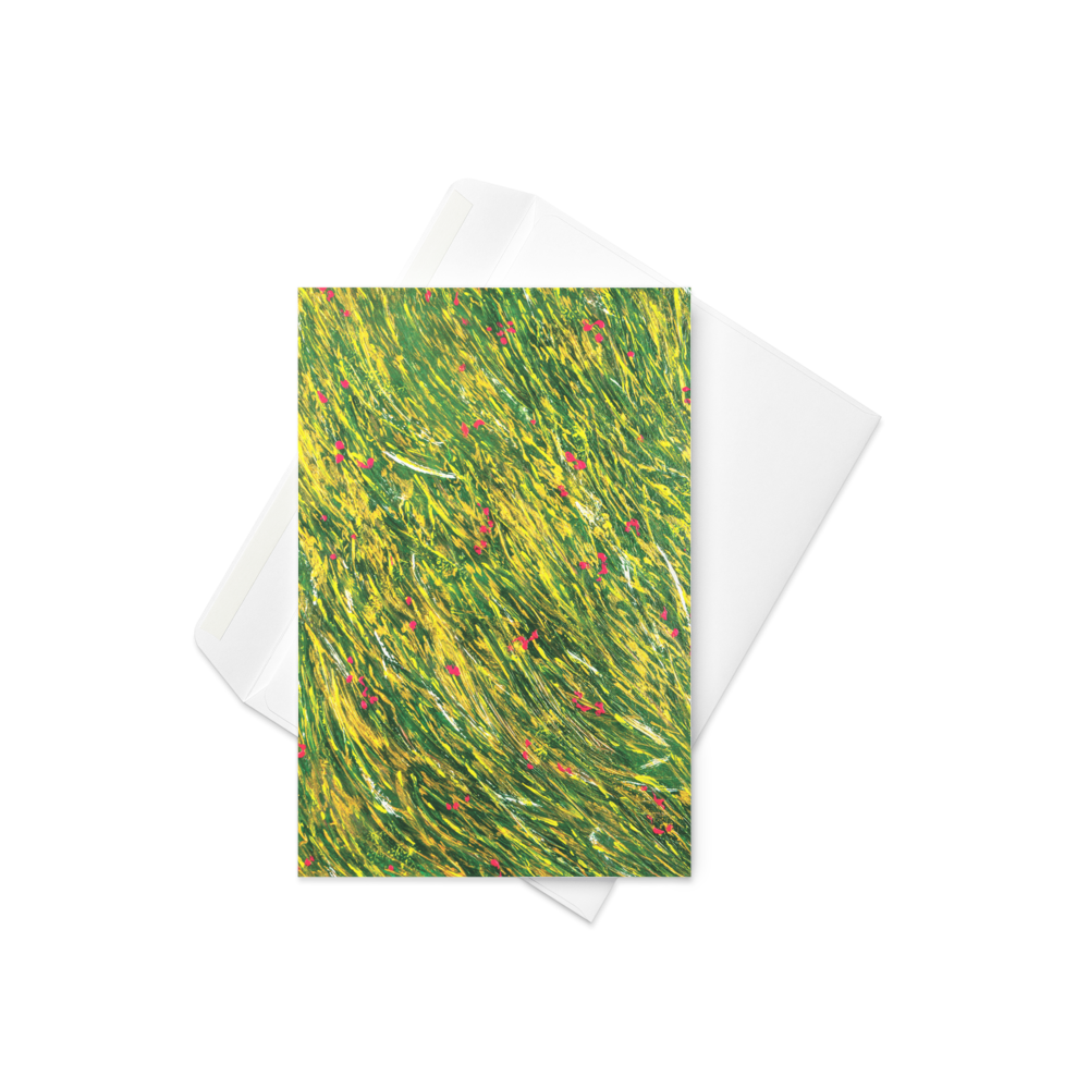 Carte de vœux de naissance avec art abstrait en rose et vert
